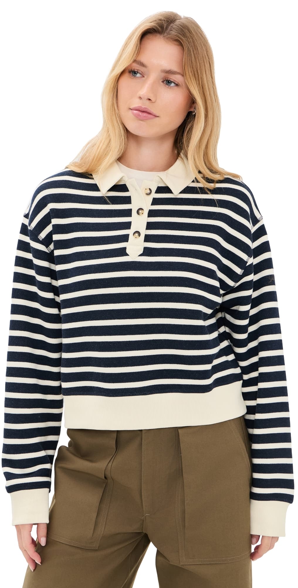 rag & bone Vintage Terry Striped Polo Nivmt