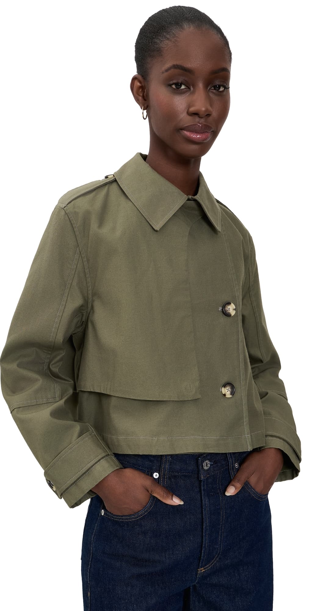rag & bone Jamie Cropped Trench Coat Argrn