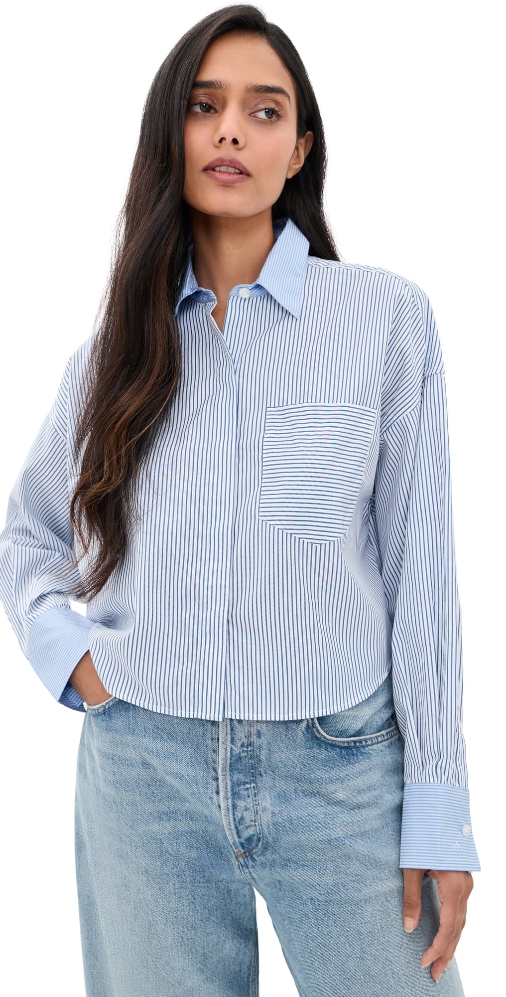 rag & bone Marin Multi Stripe Poplin Shirt Blumltistp