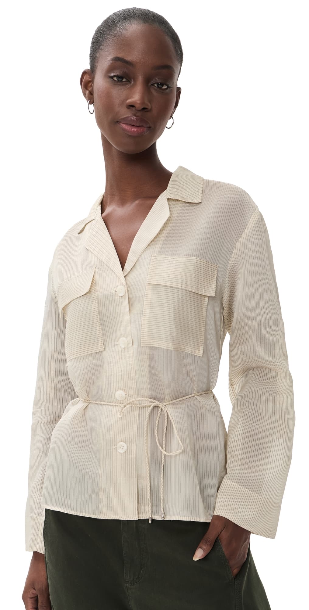 rag & bone Sonny Stripe Organza Blouse whtst