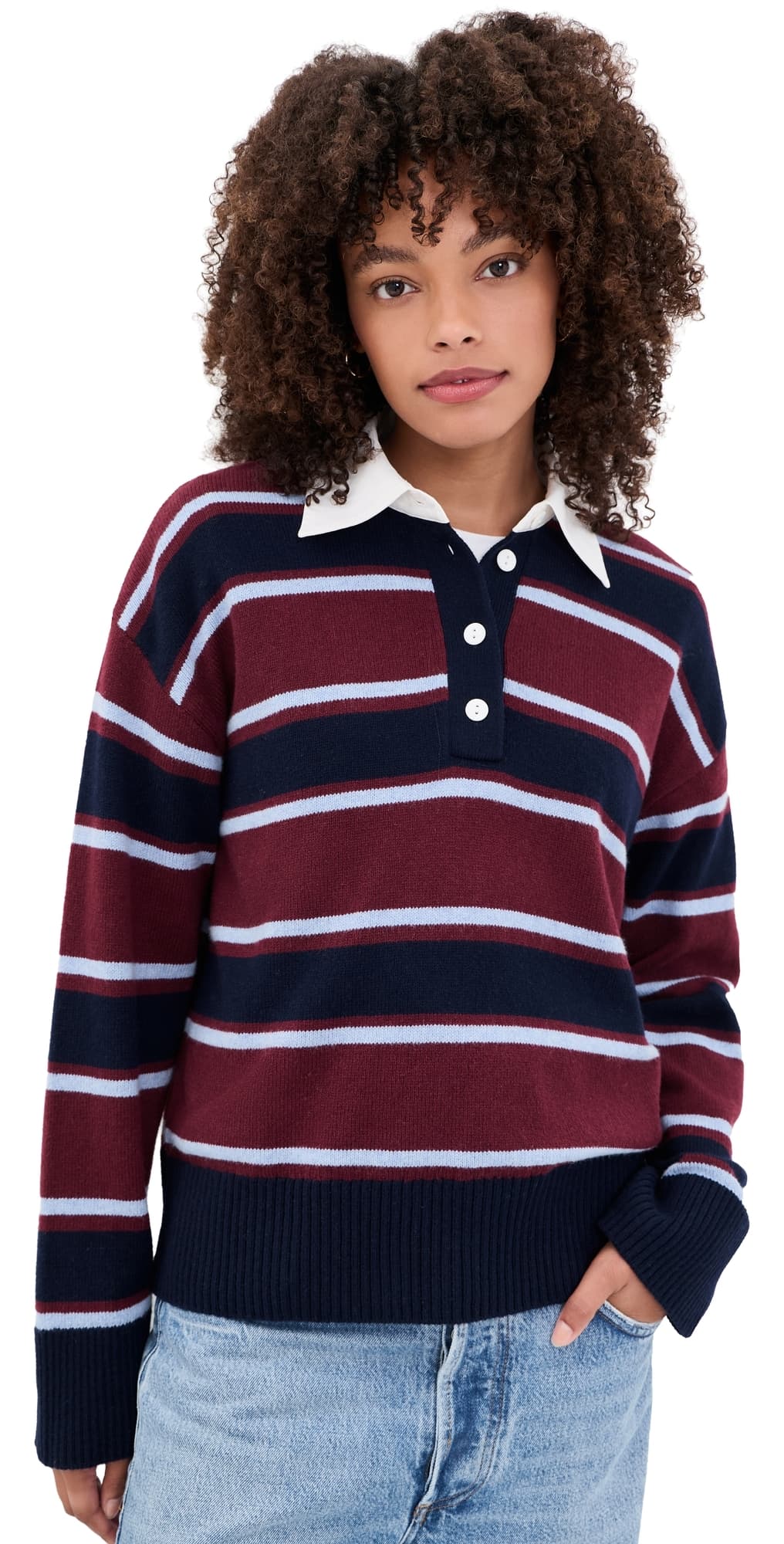 RAILS Paxton Polo Sweater Boysenberry Stripe