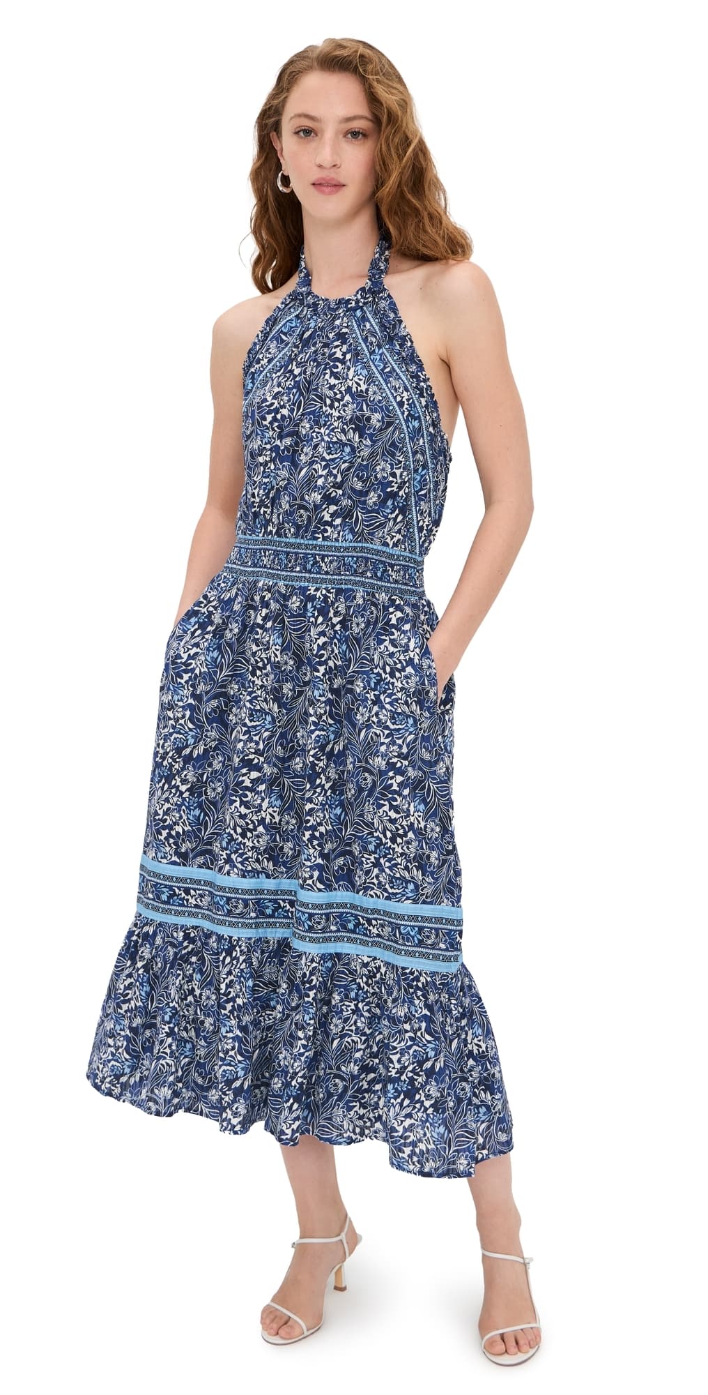 Ramy Brook Printed Delia Dress Navy Floral