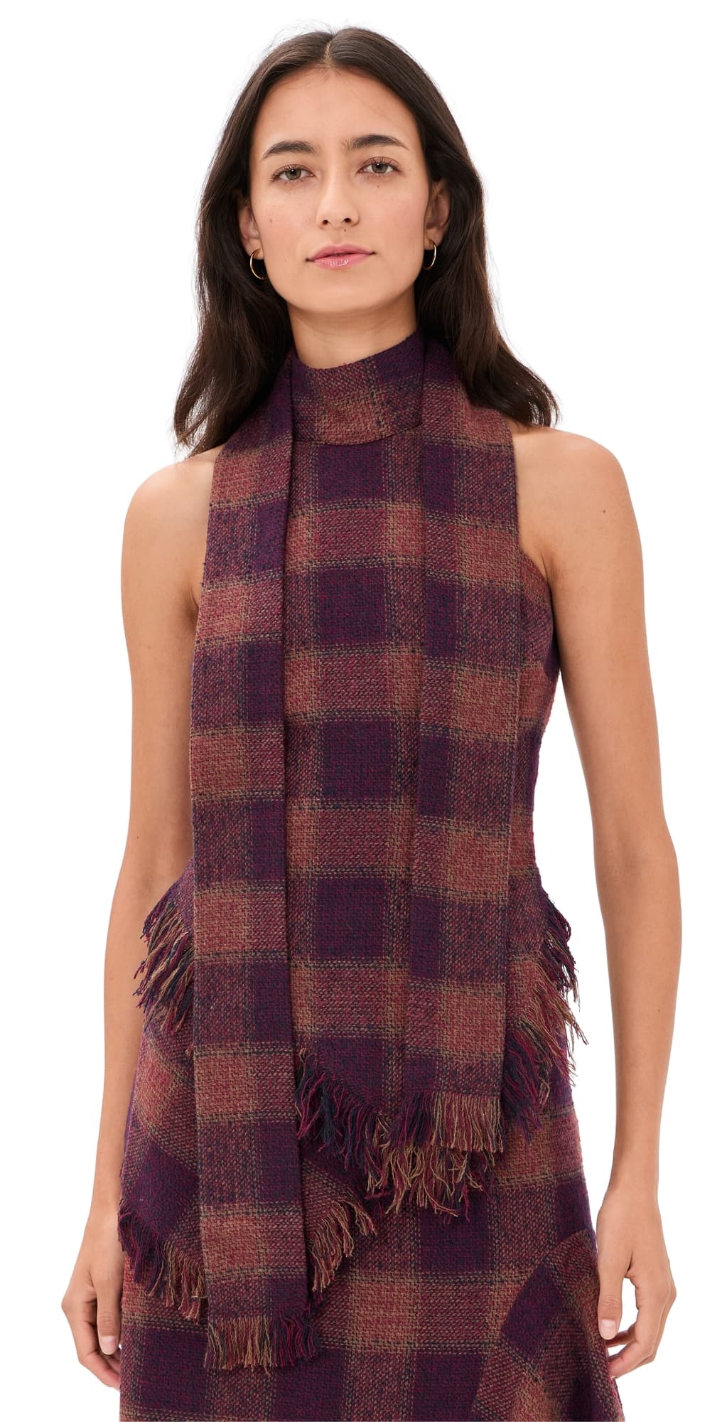 Rowing Blazers Tartan Scarf Tank Top Burgundy