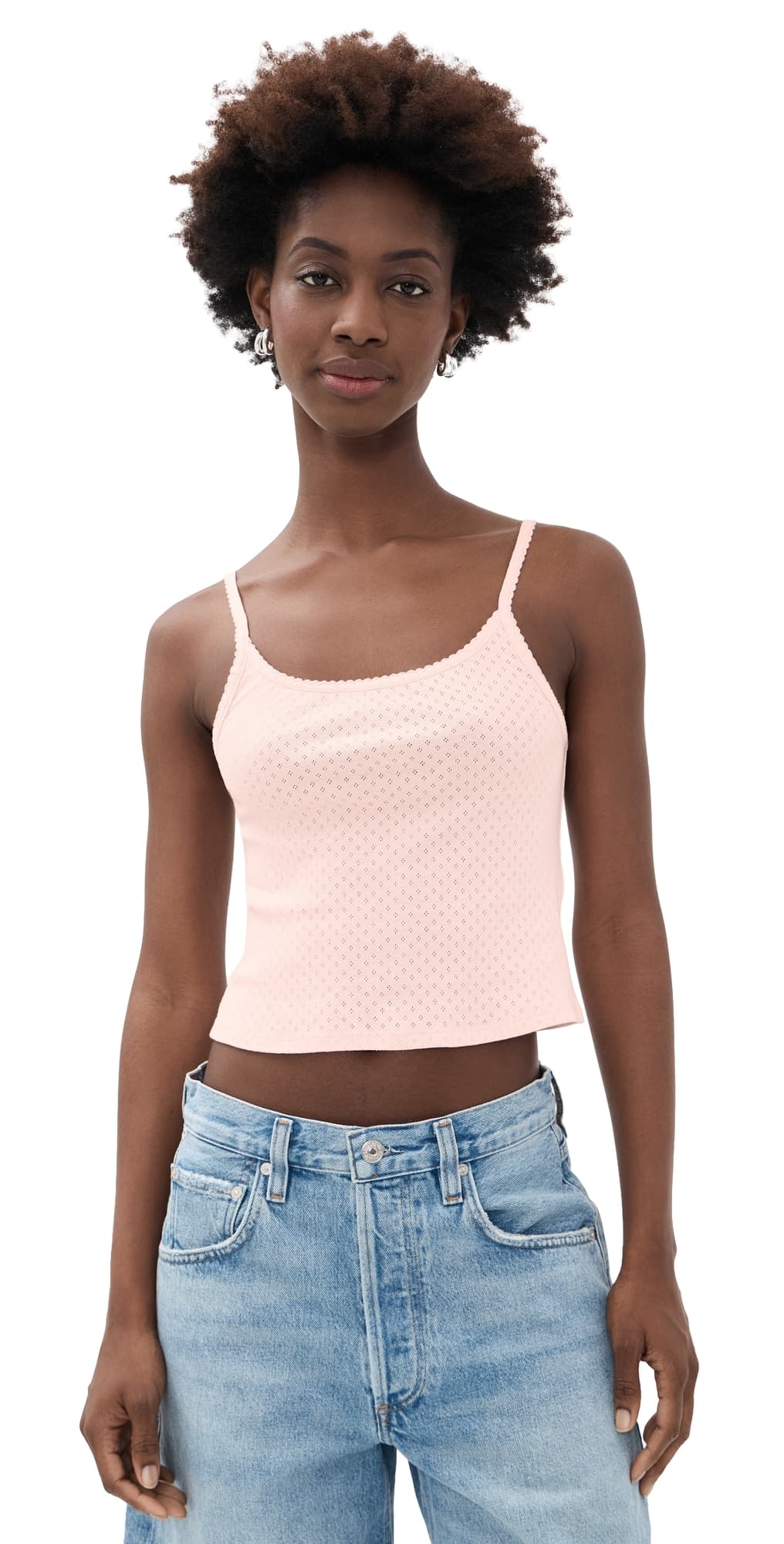 RE/DONE Jolie Tank Pink Salt Honeycomb