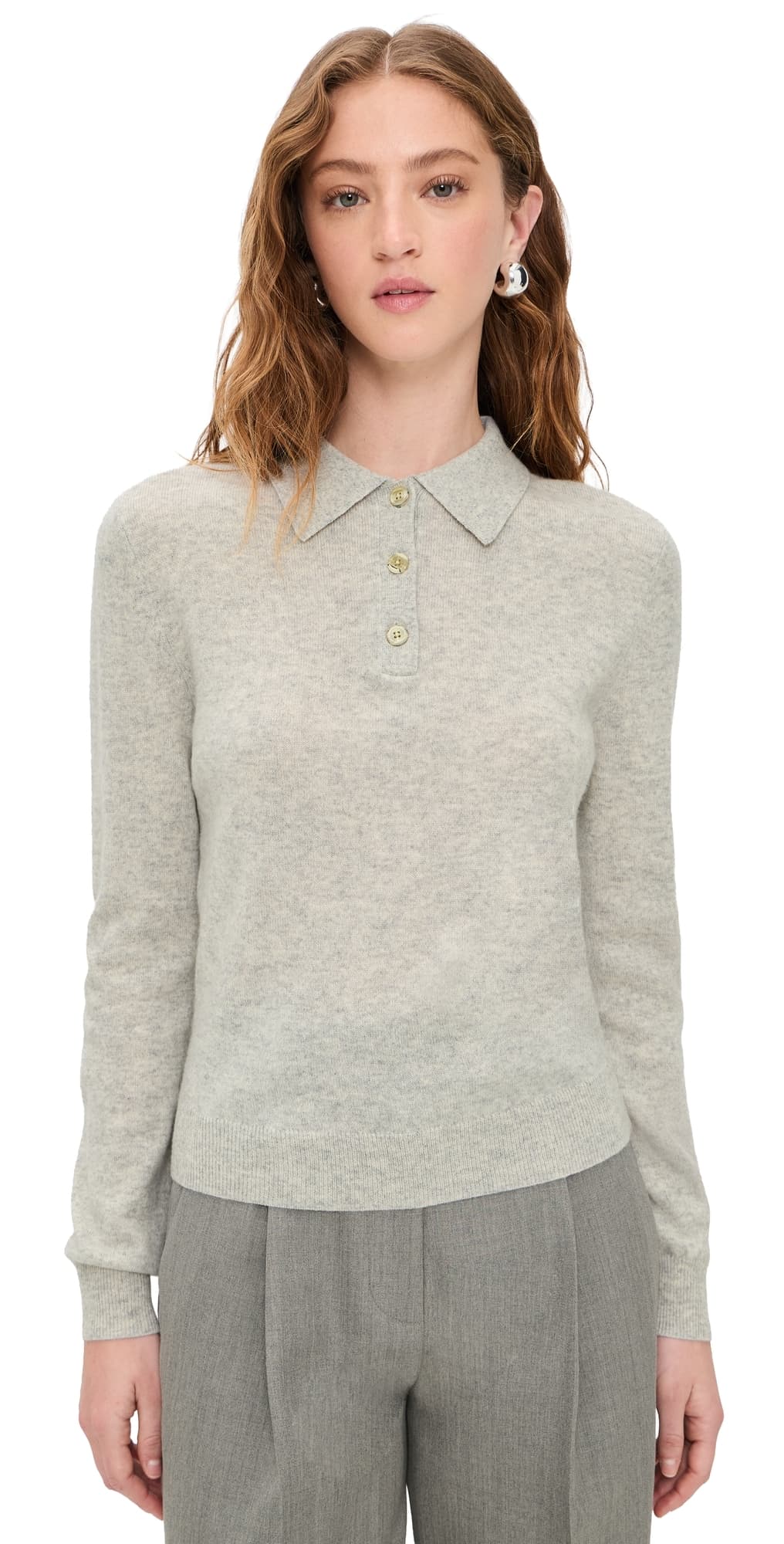 Renggli Cashmere Long Sleeve Polo Cloudy