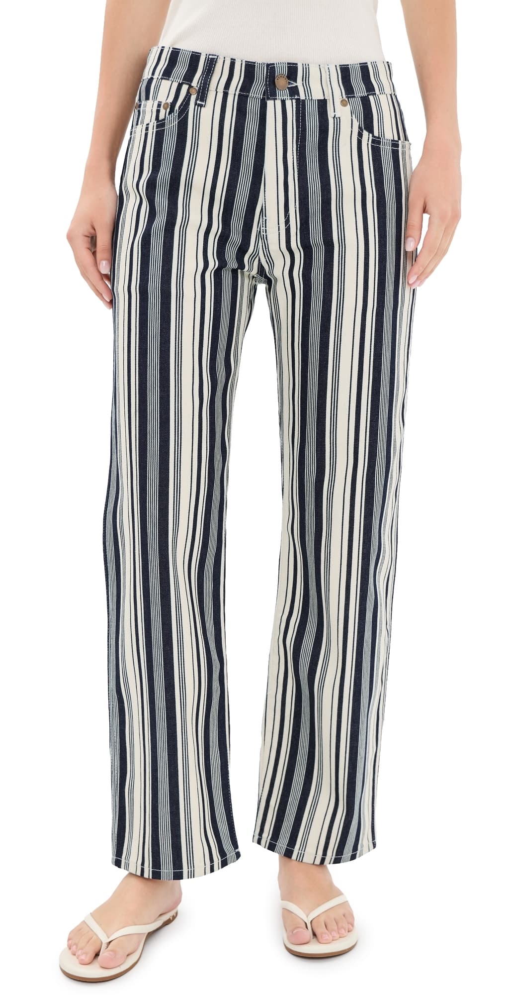 Renggli Stripe Straight Jeans Chalk/Midnight