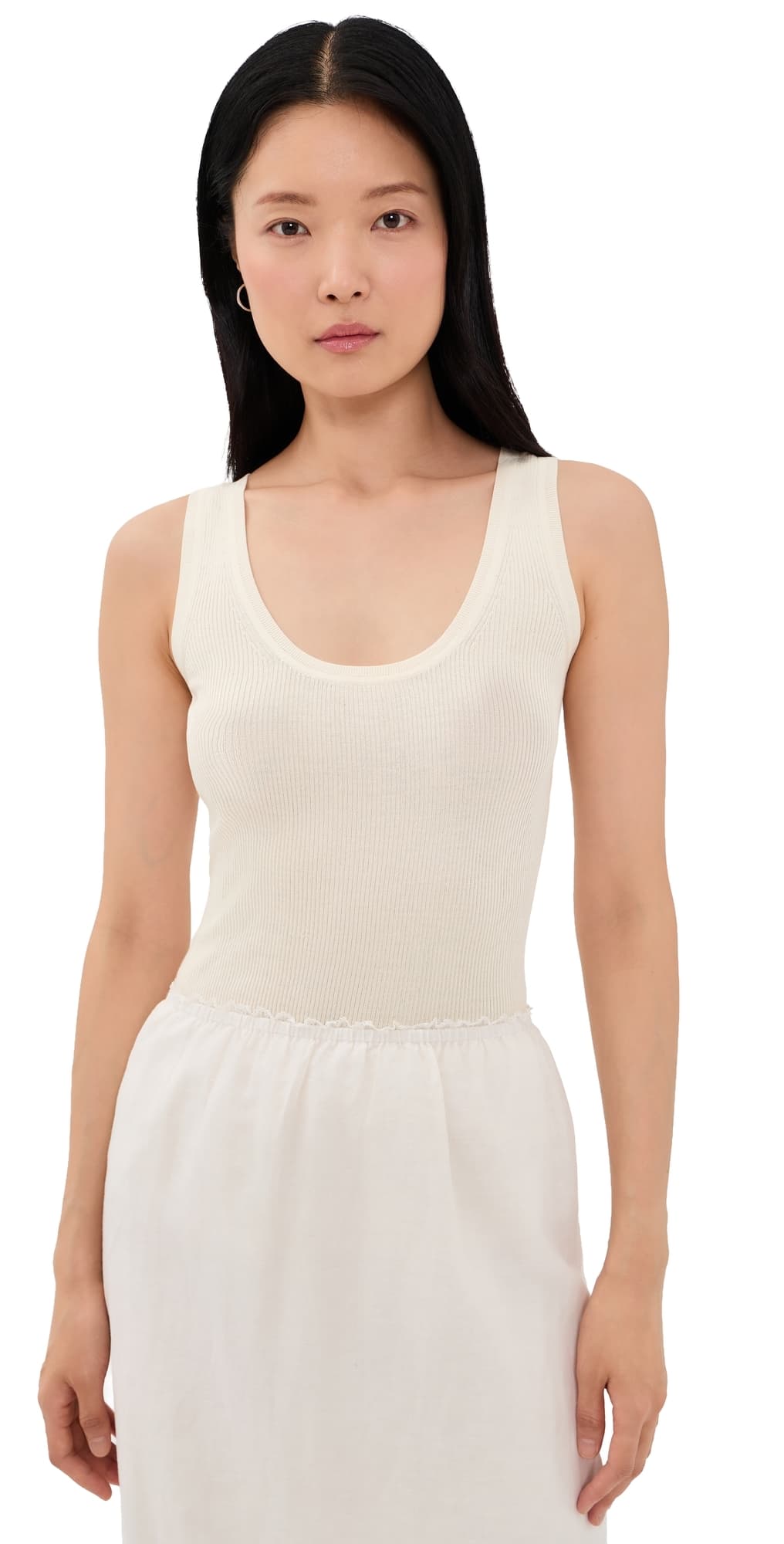 Renggli Scoop Neck Rib Tank Flat White