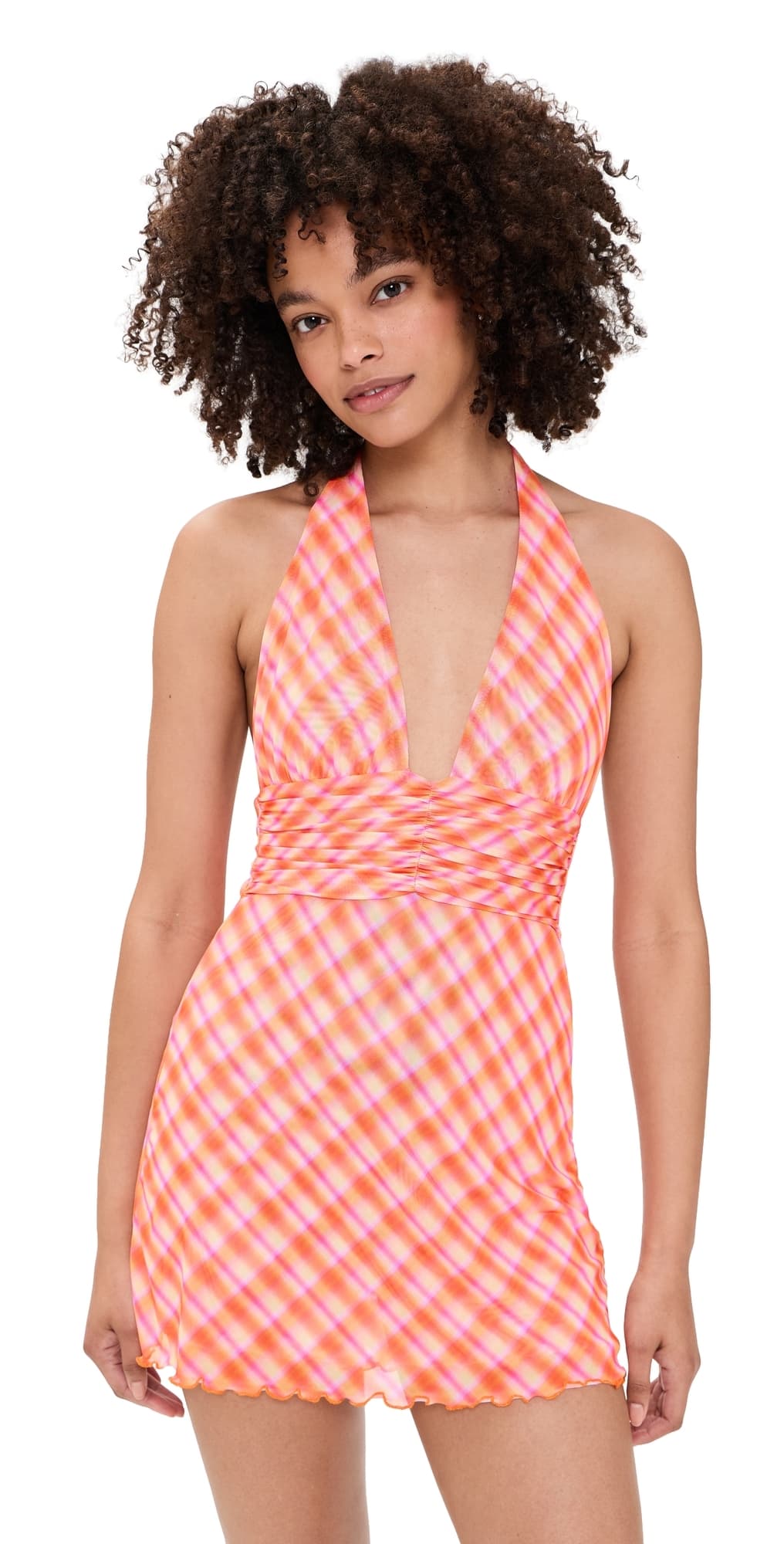 RESA Clint Mini Dress Orange Plaid
