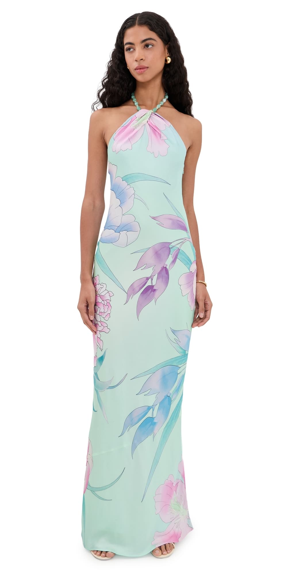 Retrofête Anat Floral Maxi Dress Beija Flor Pistachio