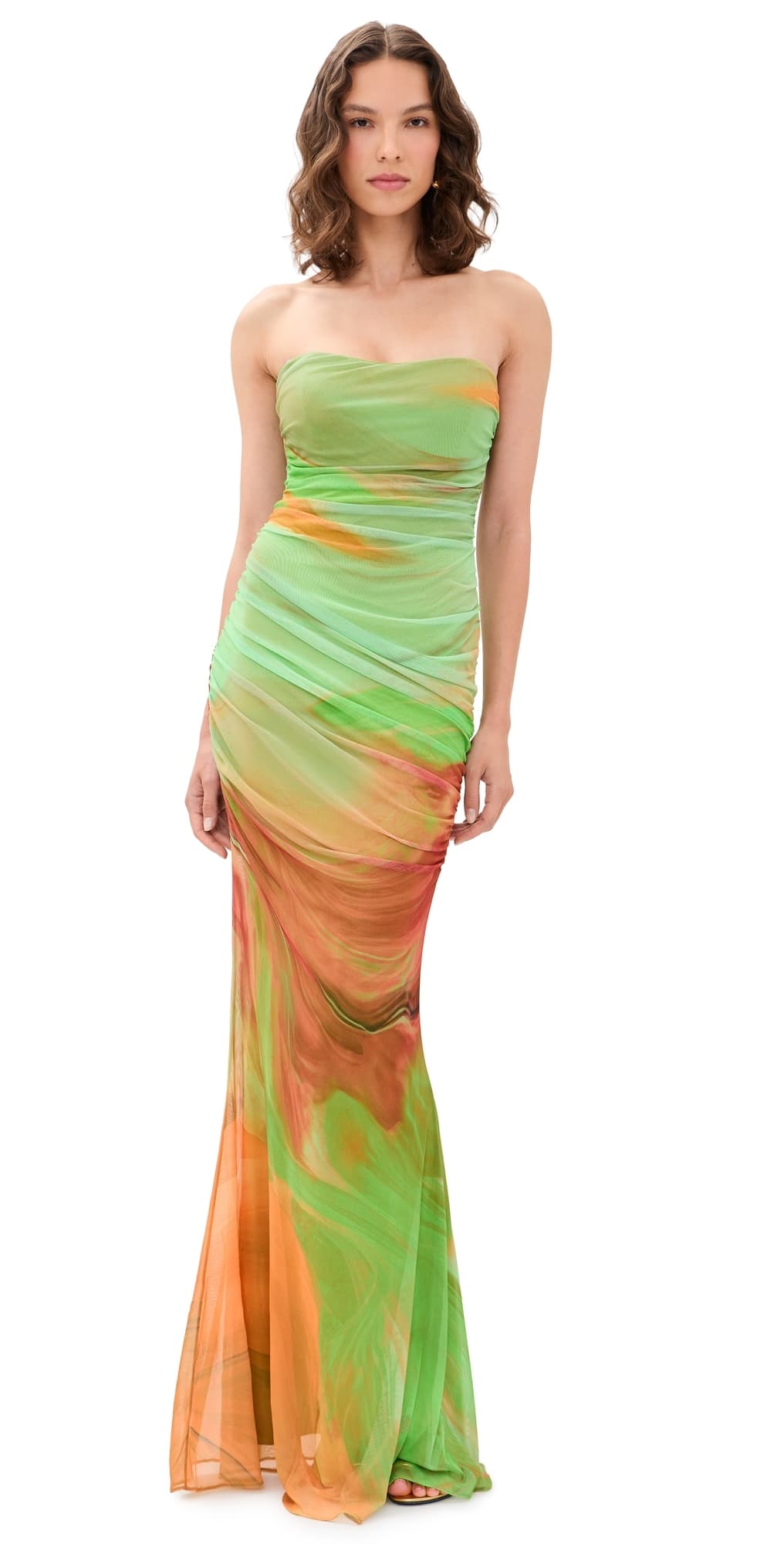 Retrofête Isadore Mesh Maxi Dress Pera Brushstroke