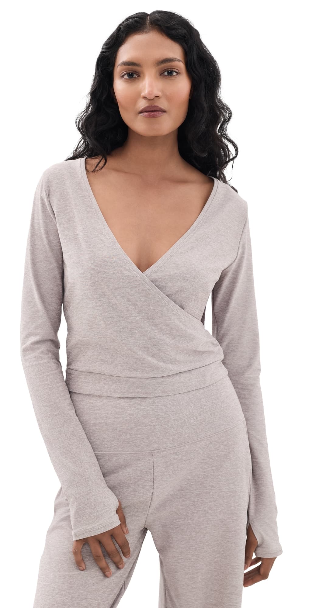 Rhone Atmosphere Wrap Top Taupe Mist Heather