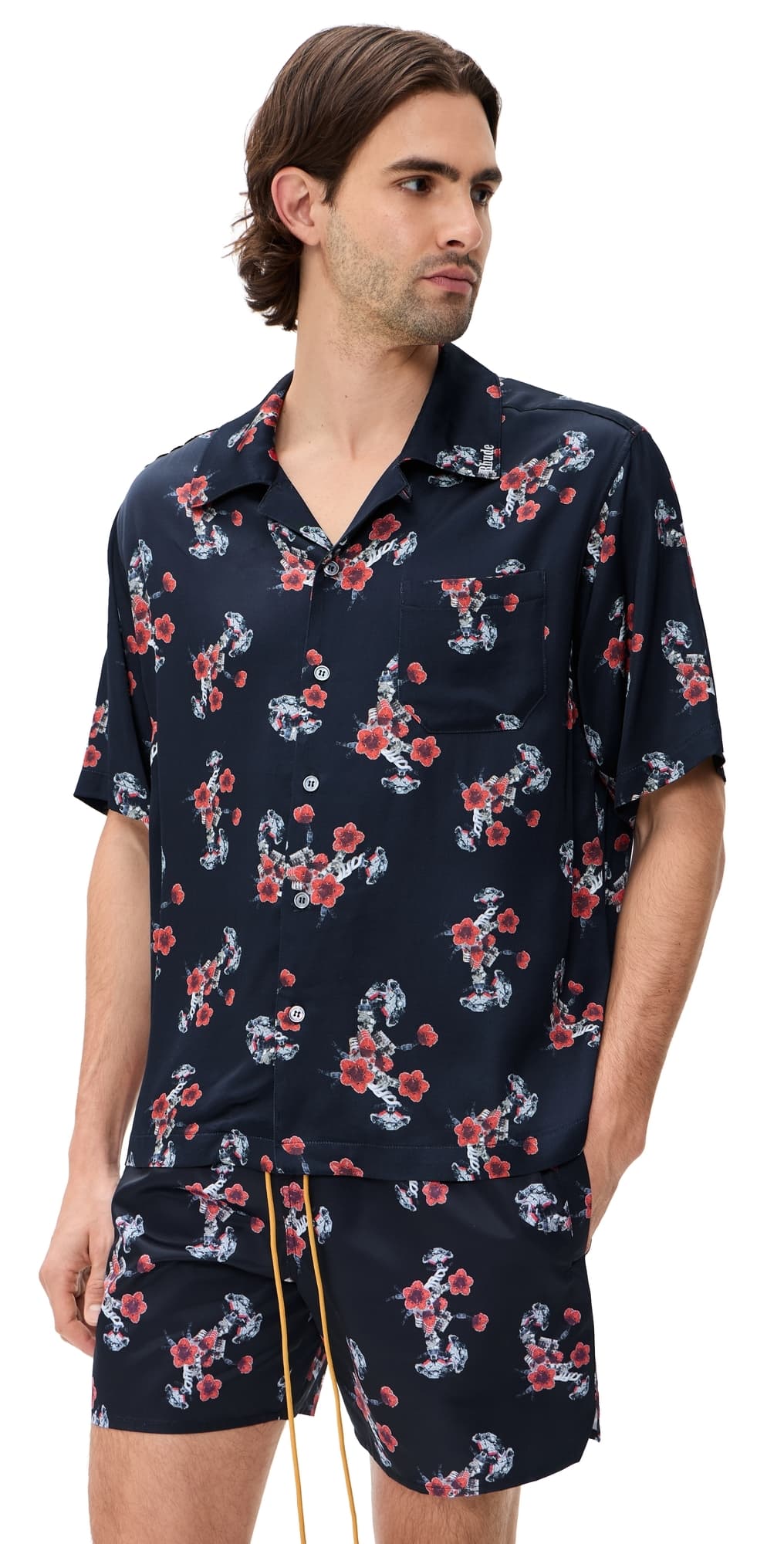Rhude Turbo Floral Button Down Shirt Black/Red/Multi