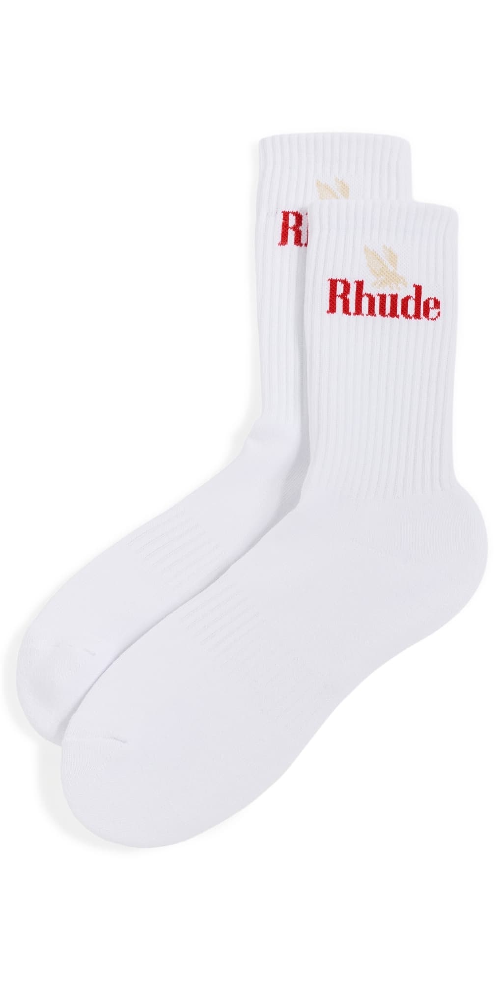 Rhude Rossa Logo Socks White/Red/Tan