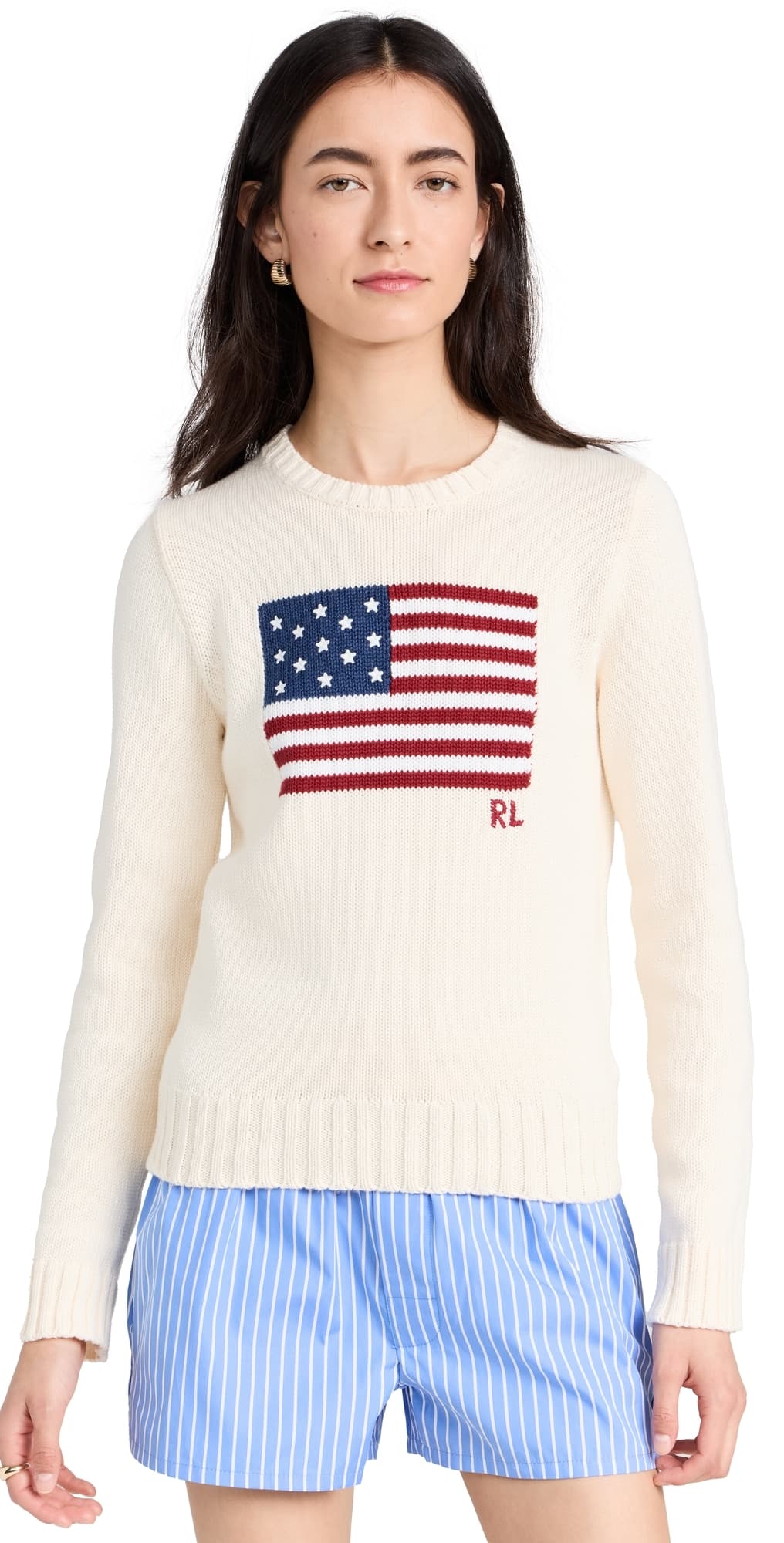 Polo Ralph Lauren Flag Pullover Sweater Parchment Cream