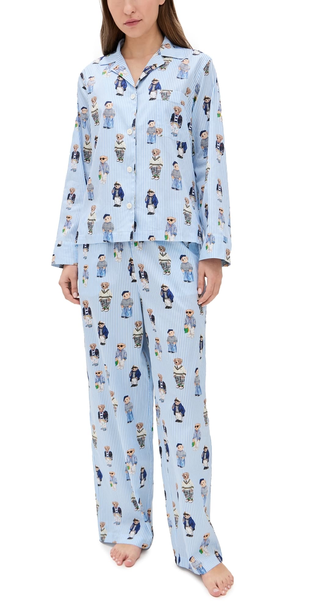 Polo Ralph Lauren Madison All Over Bear Pajama Set Oxford Blue
