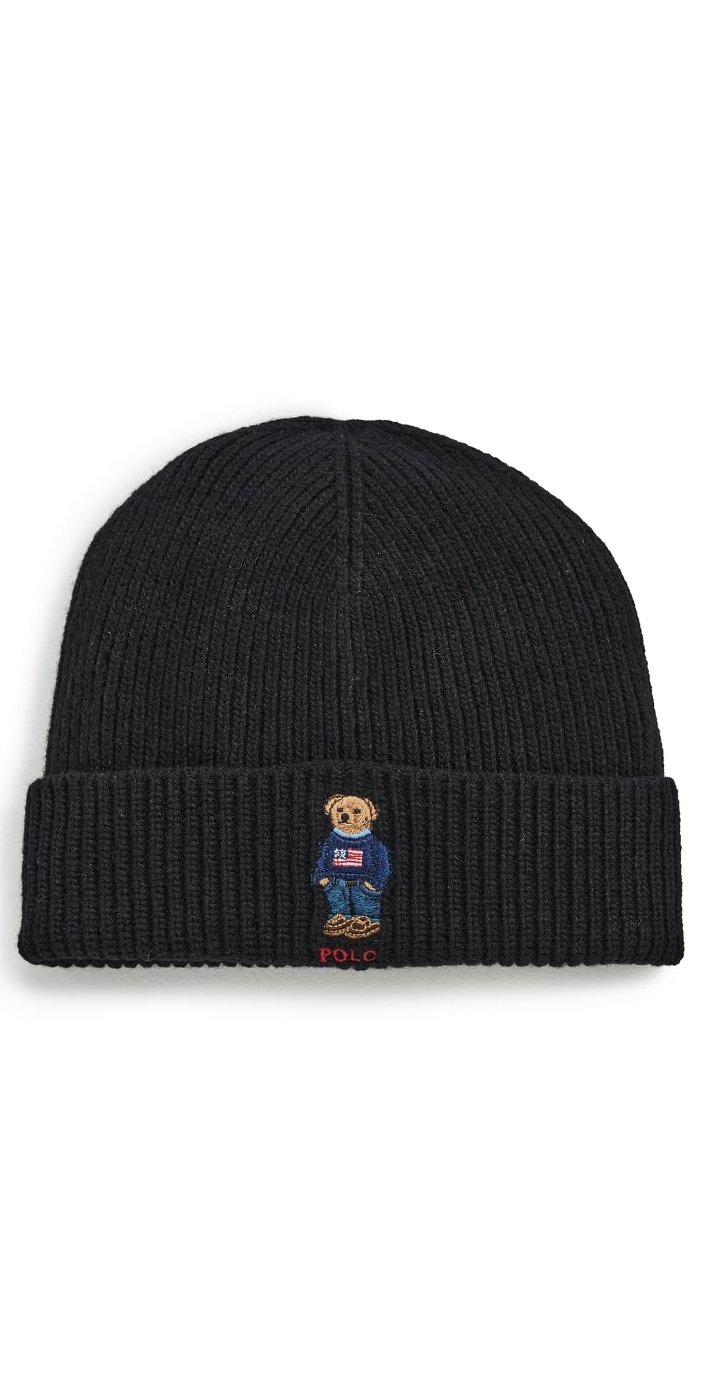 Polo Ralph Lauren Solid Flag Bear Beanie Polo Black