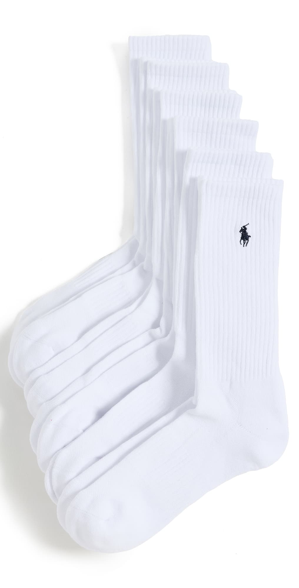 Polo Ralph Lauren Performance Crew Socks 6 Pack White