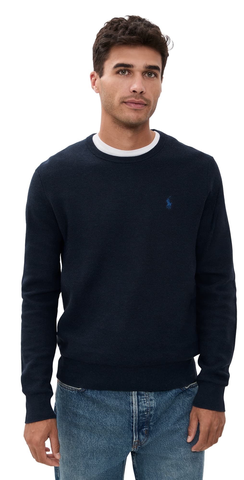 Polo Ralph Lauren Cotton Crewneck Sweater Navy Heather