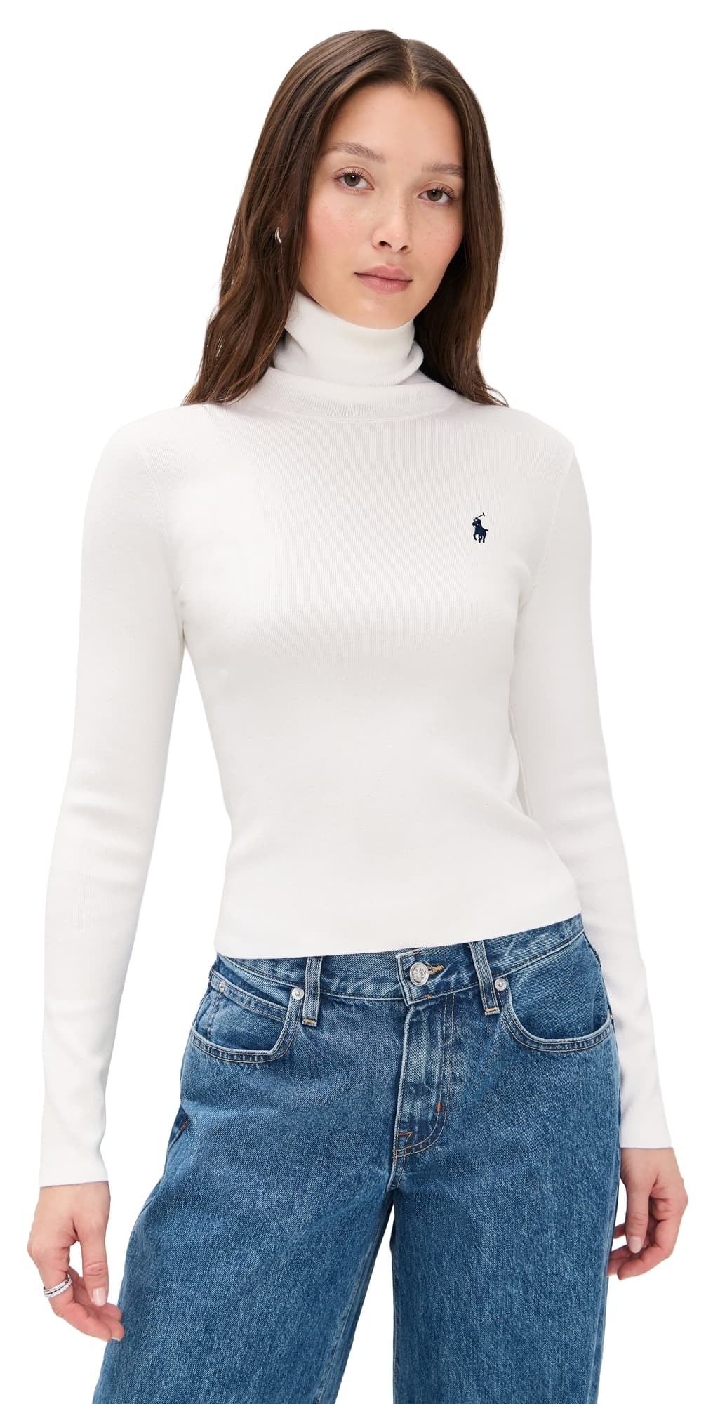 Polo Ralph Lauren Pima Cotton Shrunken Turtleneck White