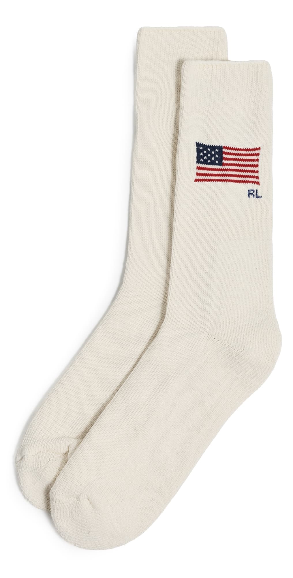 Polo Ralph Lauren Flag Crew Socks Cream · 10-13