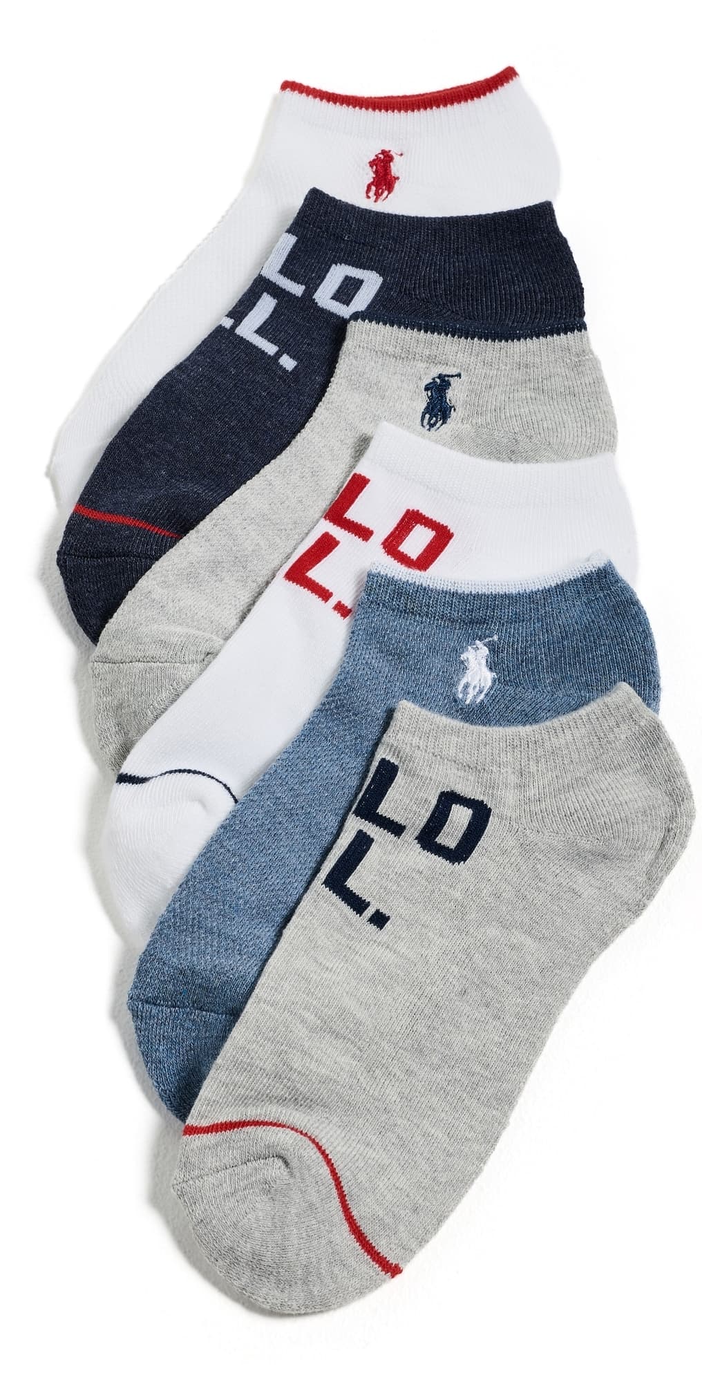 Polo Ralph Lauren Low Cut Socks 6 Pack Denim Assorted · One Size