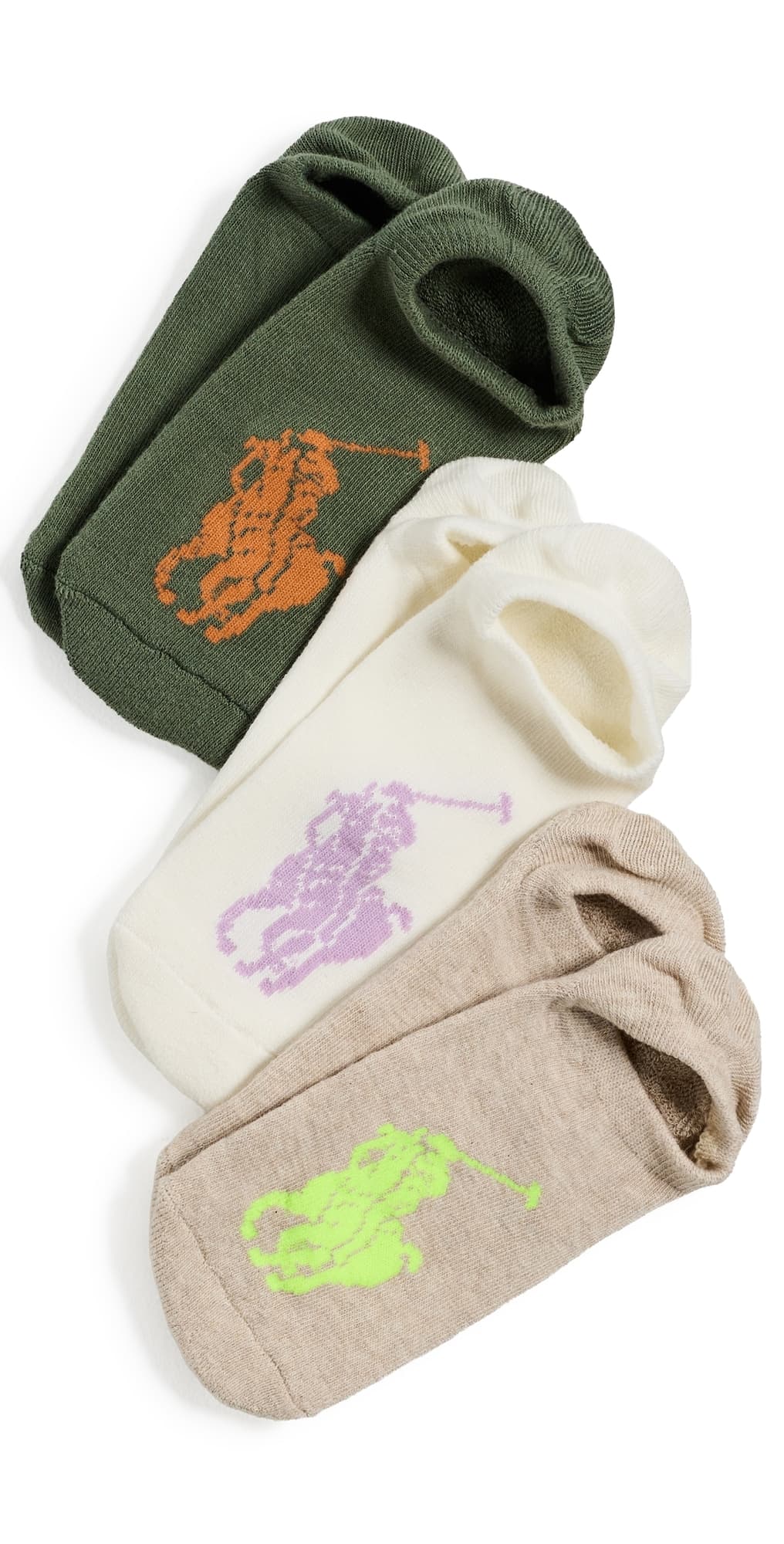Polo Ralph Lauren Big Pony Sneaker Liner Socks 3 Pack Light Oatmeal Heather · One Size