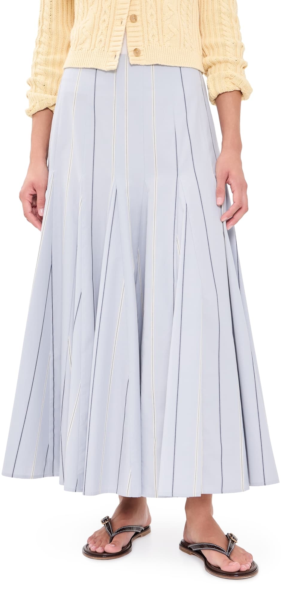 Polo Ralph Lauren Poplin Midi A-Line Skirt 2026 Lt Bl/Crm