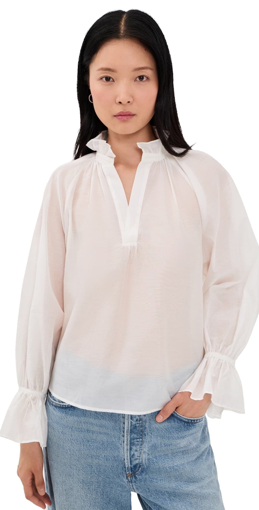 Polo Ralph Lauren Cotton-Silk Organdy Blouse White