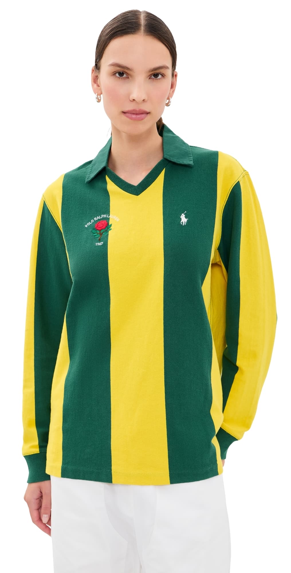 Polo Ralph Lauren Vintage Rugby Long Sleeve Polo Kelly Green/Canary Yellow