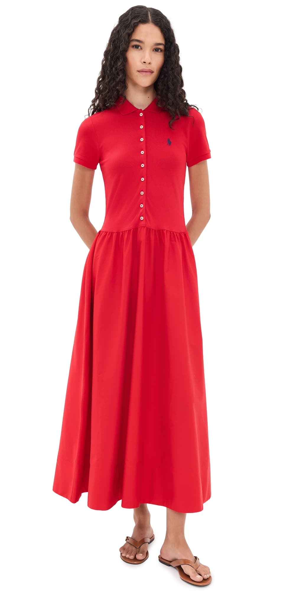 Polo Ralph Lauren Poplin Collared Dress Very Red
