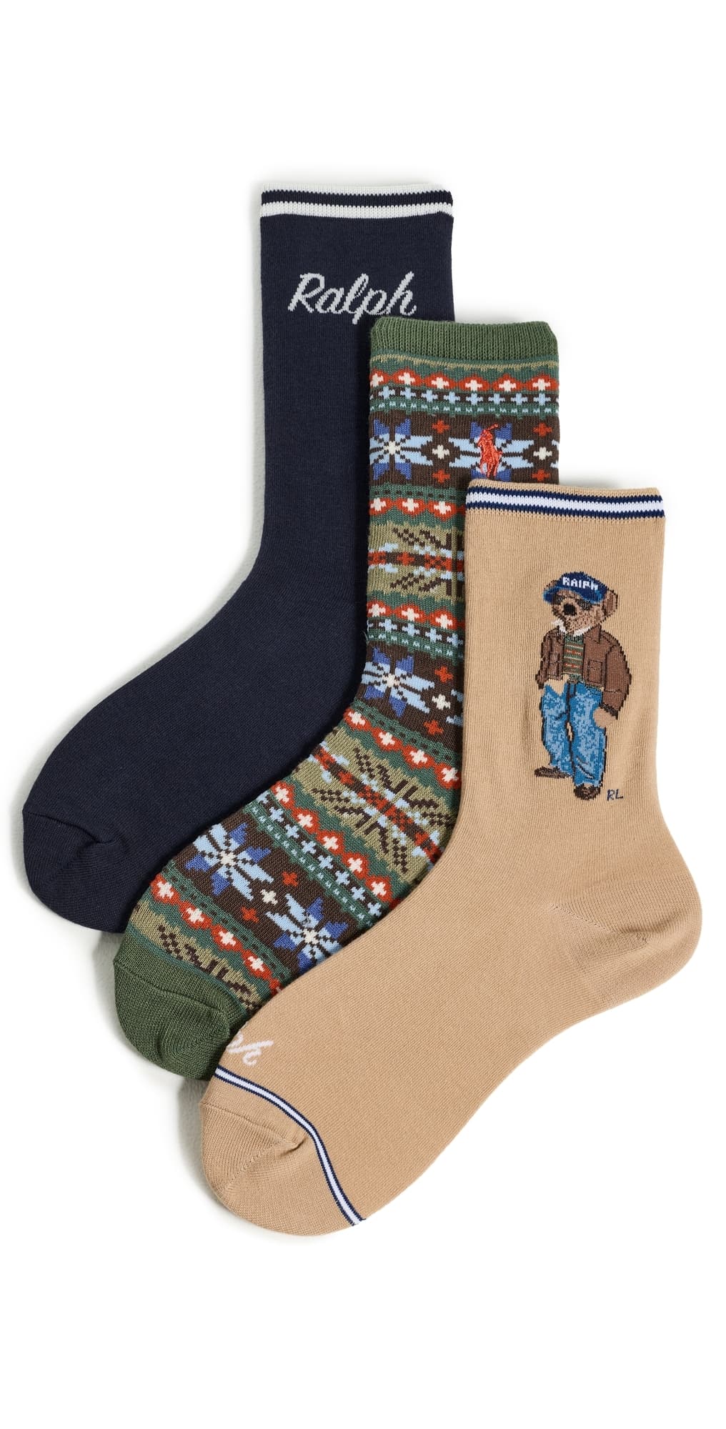 Polo Ralph Lauren Pre-Fall Bear Socks 3-Pack Tan