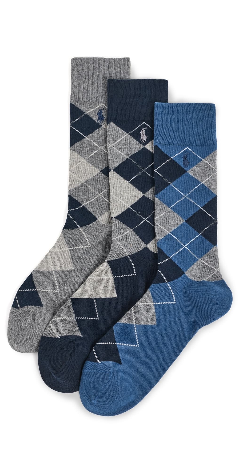 Polo Ralph Lauren Argyle Slack Socks 3 Pack Navy/Grey/Black · 10-13