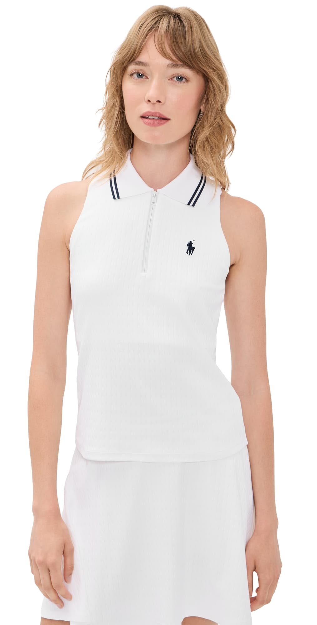 RLX Ralph Lauren Active Cable Knit Top Ceramic White/Refined Navy