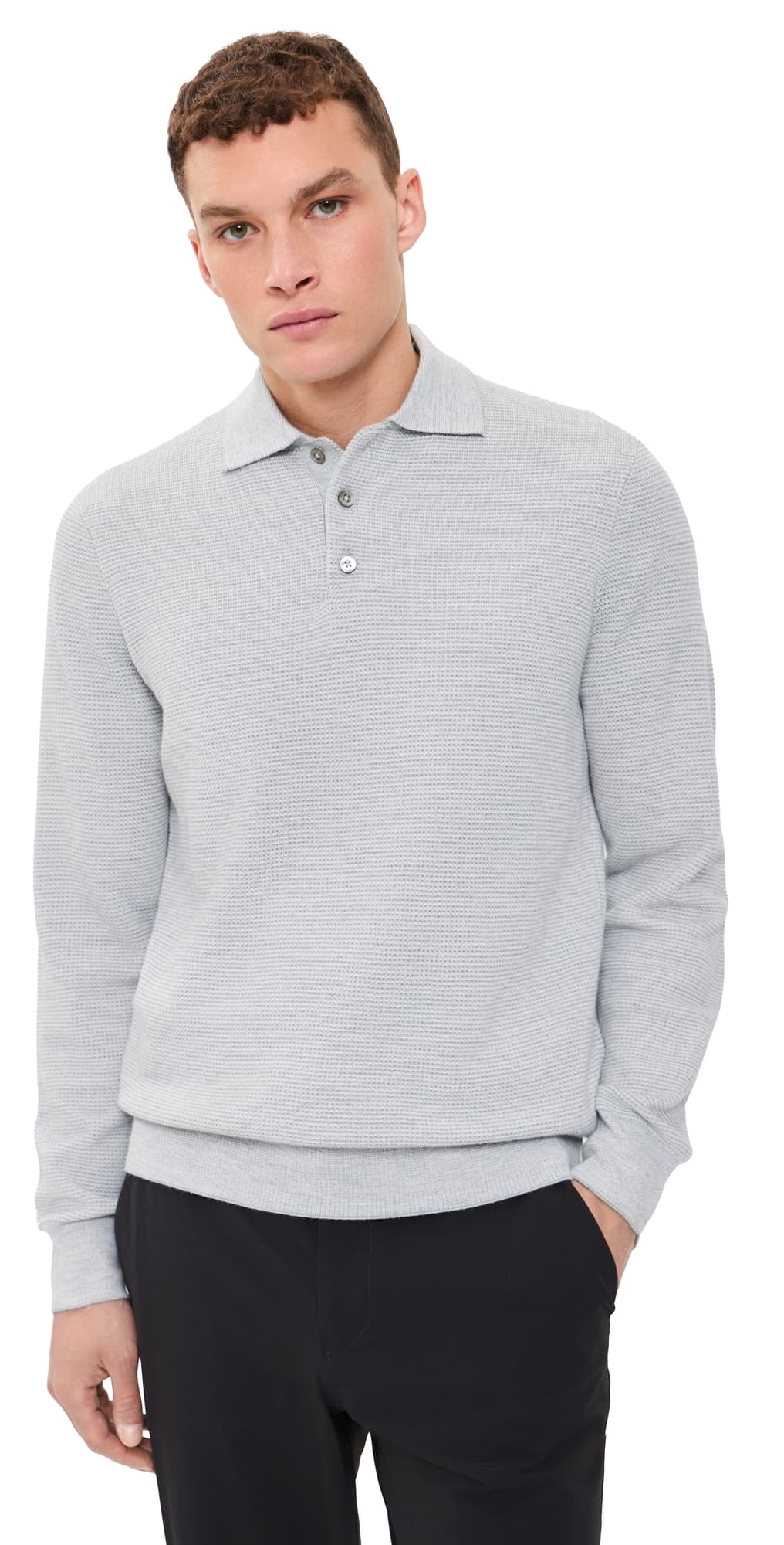 RLX Ralph Lauren Merino Coolmax Striped Polo Sweater Grey Combo