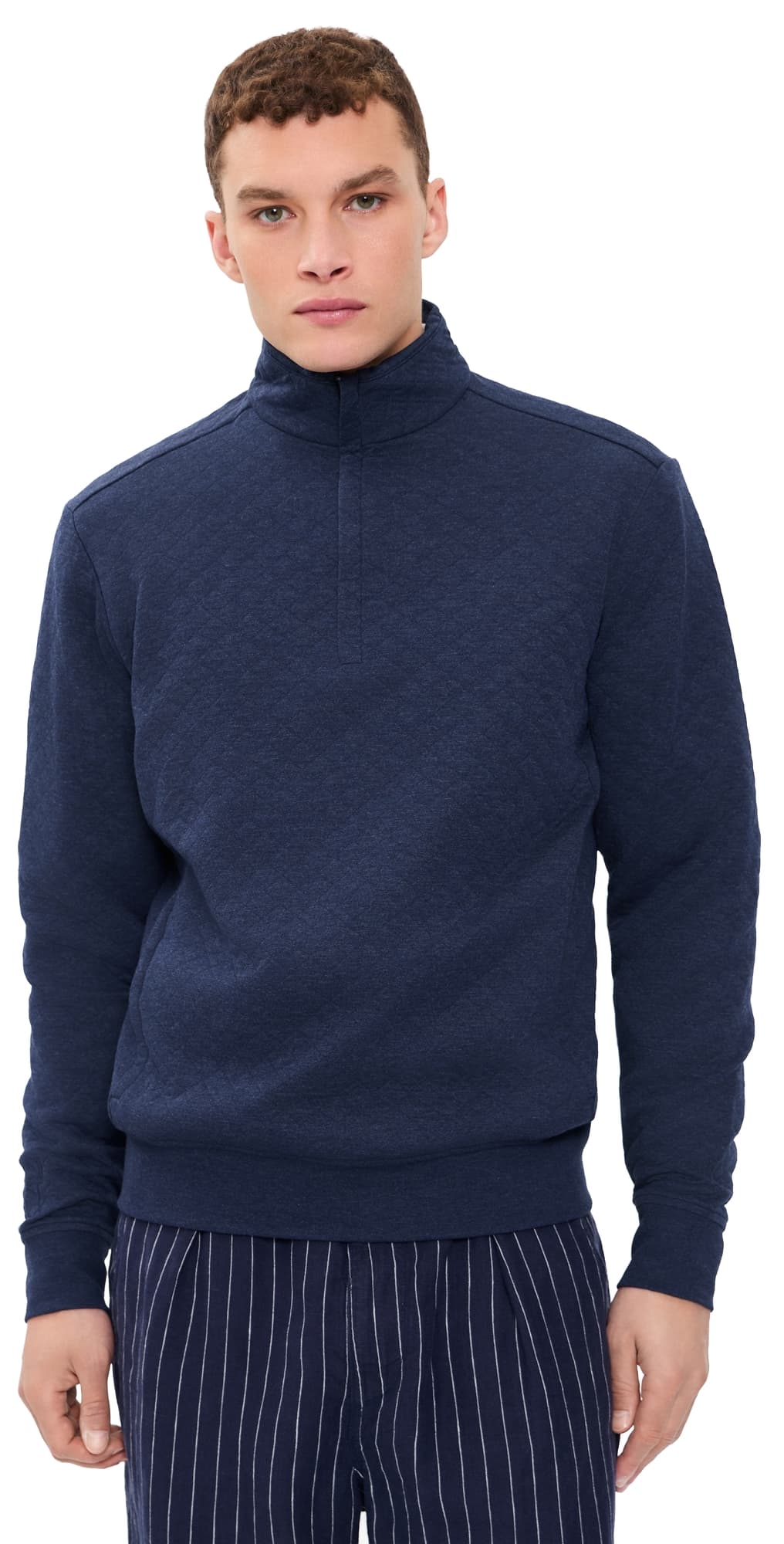 RLX Ralph Lauren Quilted Double Knit Quarter Zip Spring Navy Heather