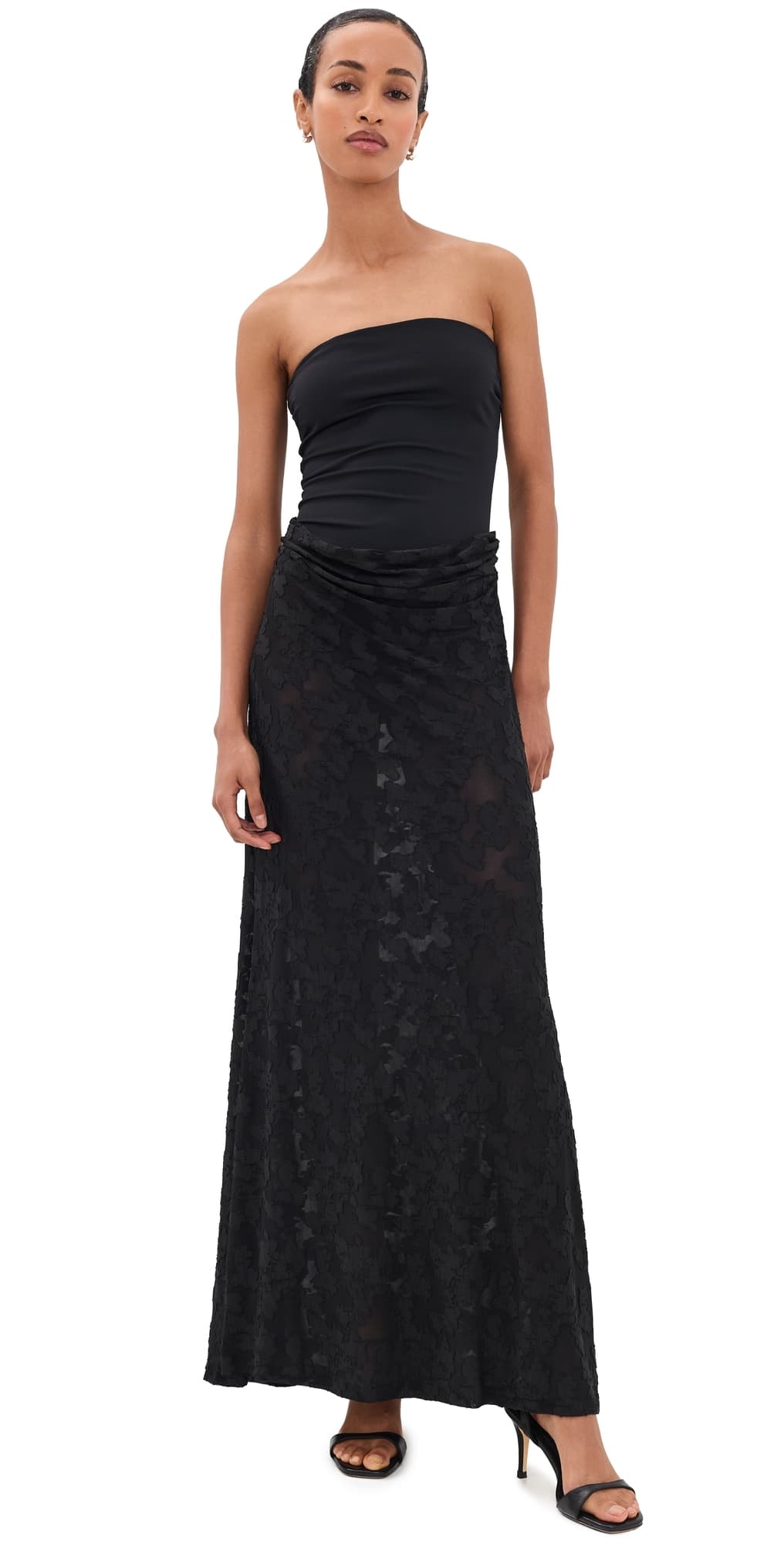 Runaway the Label Lakita Strapless Lace Maxi Dress Black