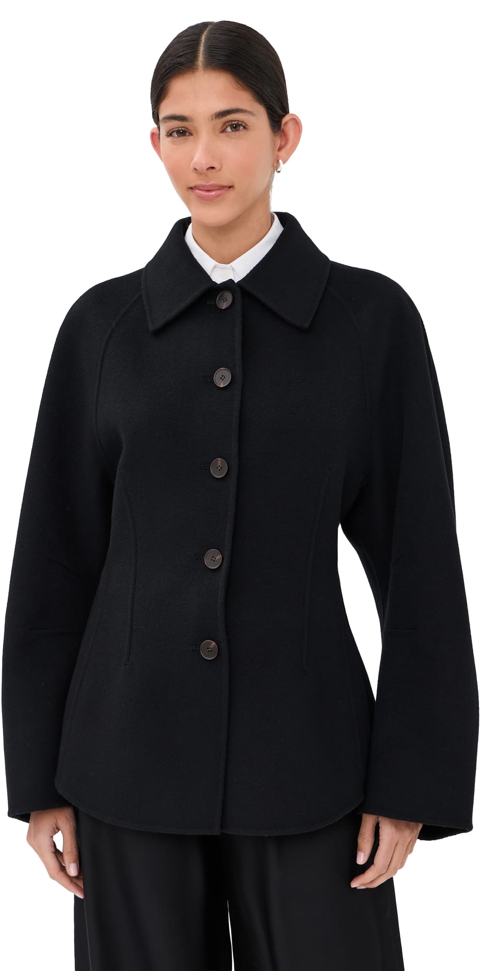 Róhe Sculptural Double-Faced Wool Jacket Black