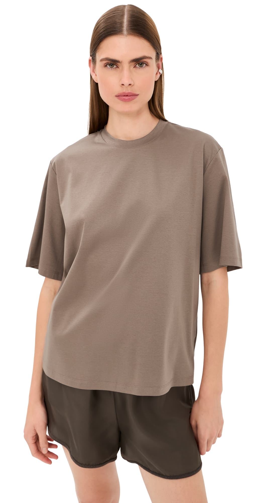 Róhe Oversized Cotton Silk T-Shirt Taupe