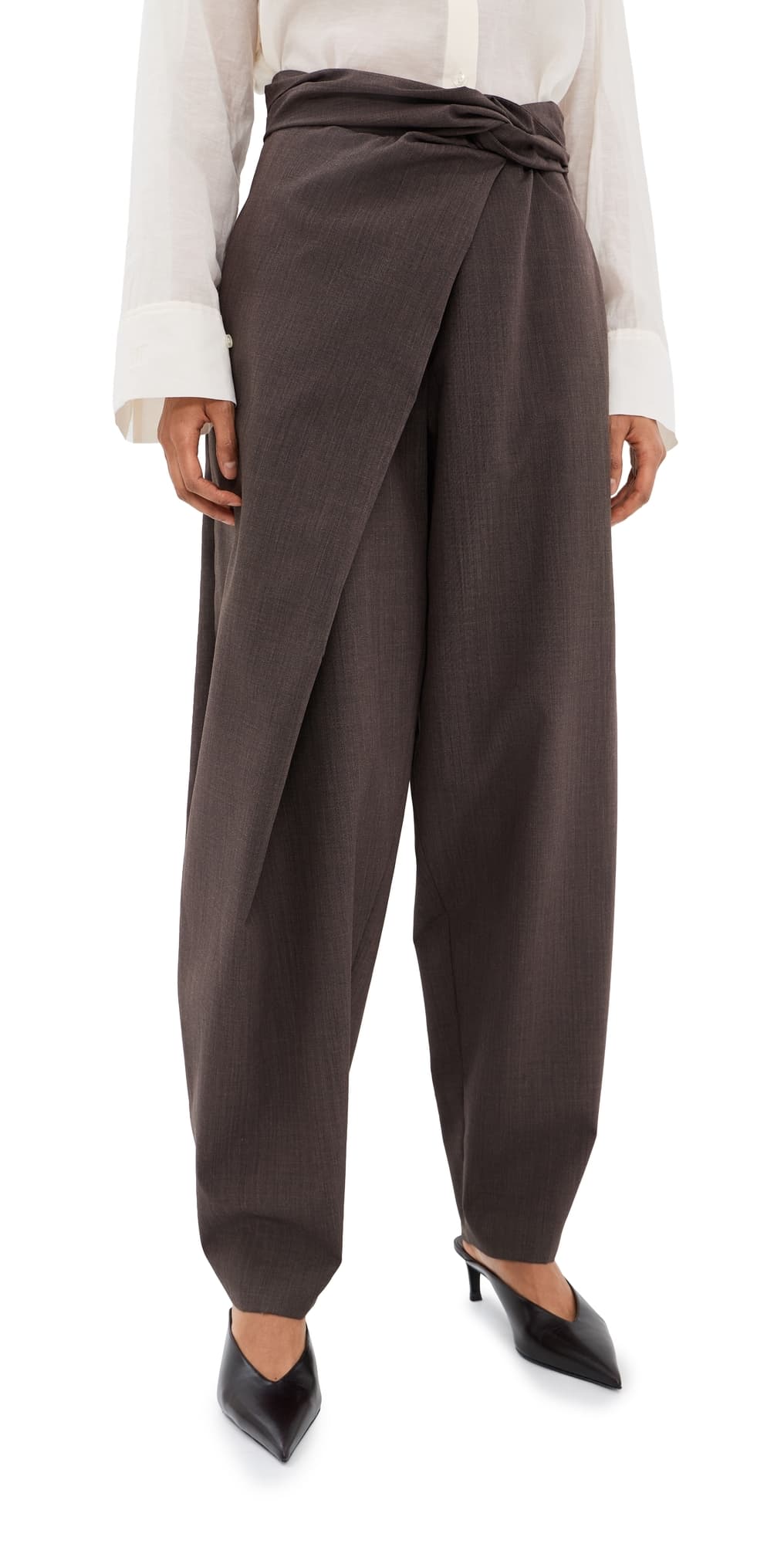 Róhe Sarong Knot Trousers Dark Brown