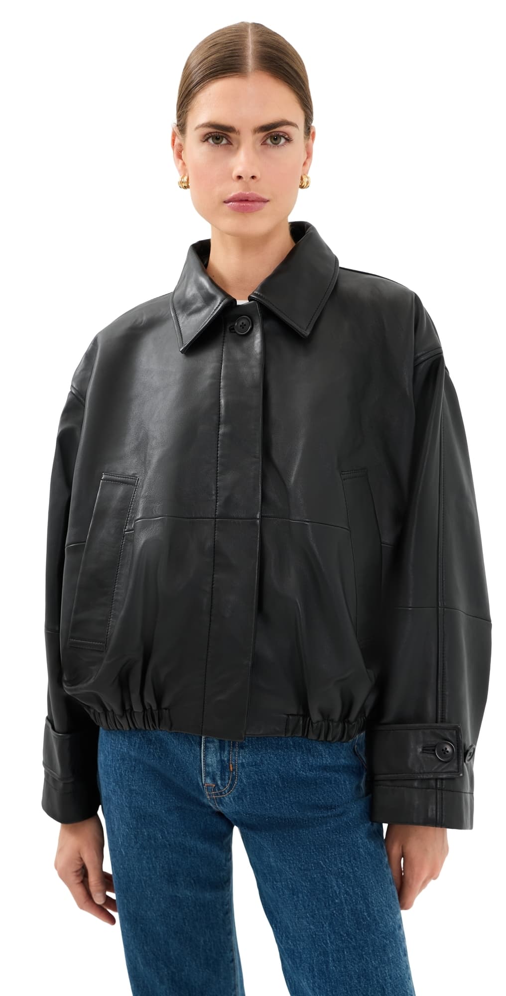 Róhe Leather Blouson Jacket Black