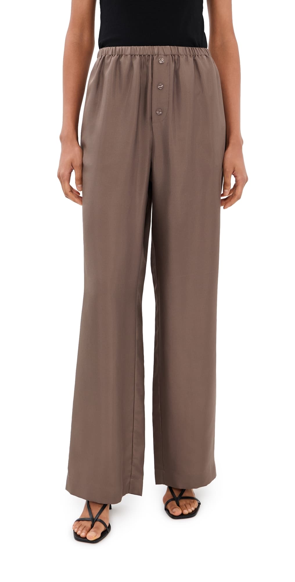Róhe Relaxed Silk Trousers Taupe