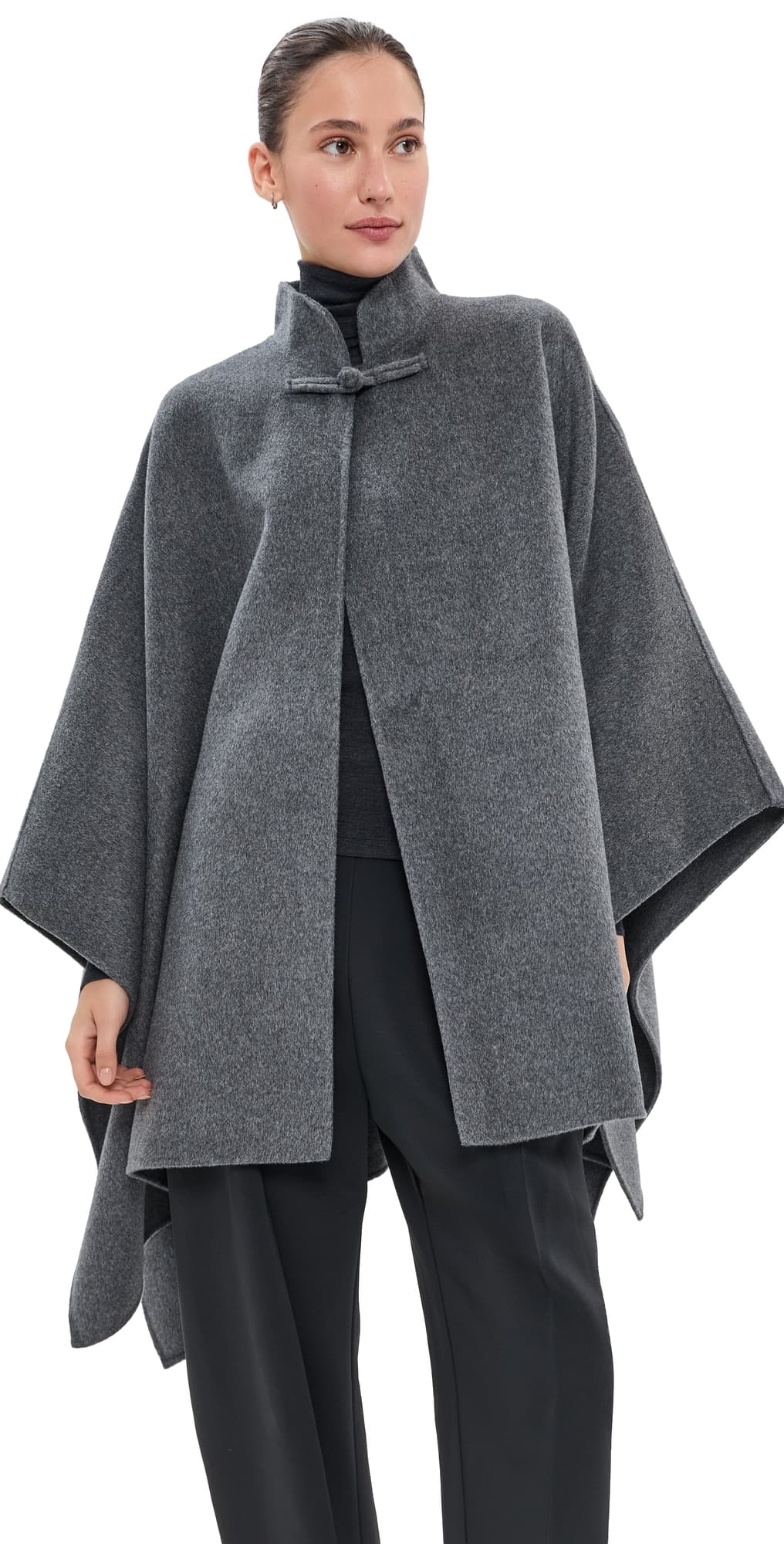 Róhe Double-Faced Pankou Closure Poncho Dark Grey Melange