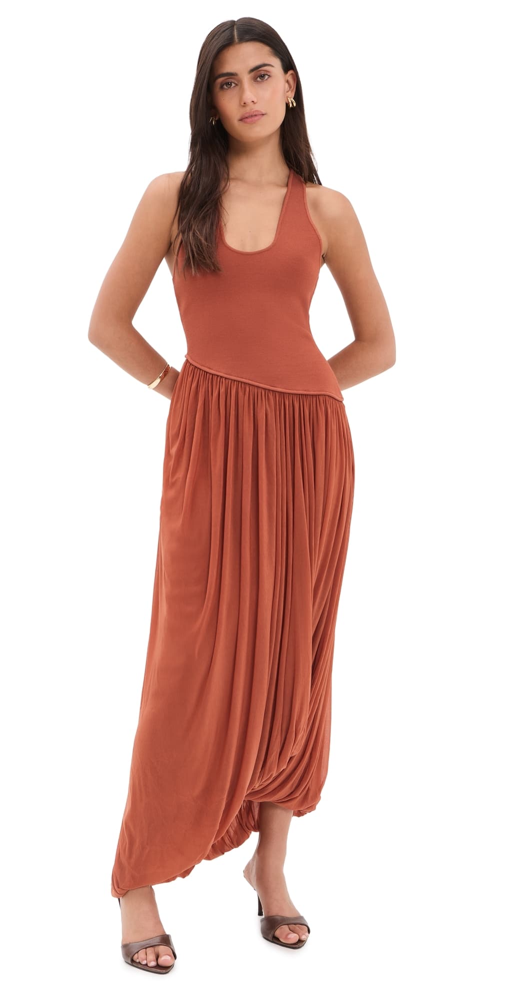 Ronny Kobo Meyer Midi Dress Rust