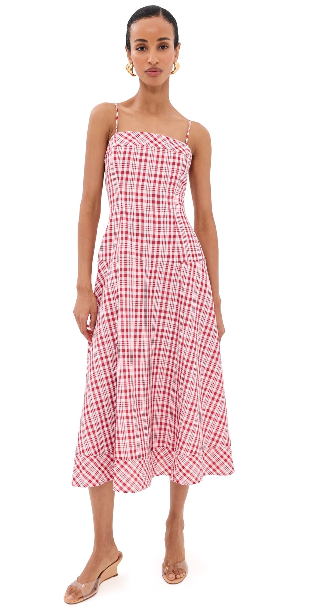 Rosie Assoulin Drop Me A Note Dress Red Plaid