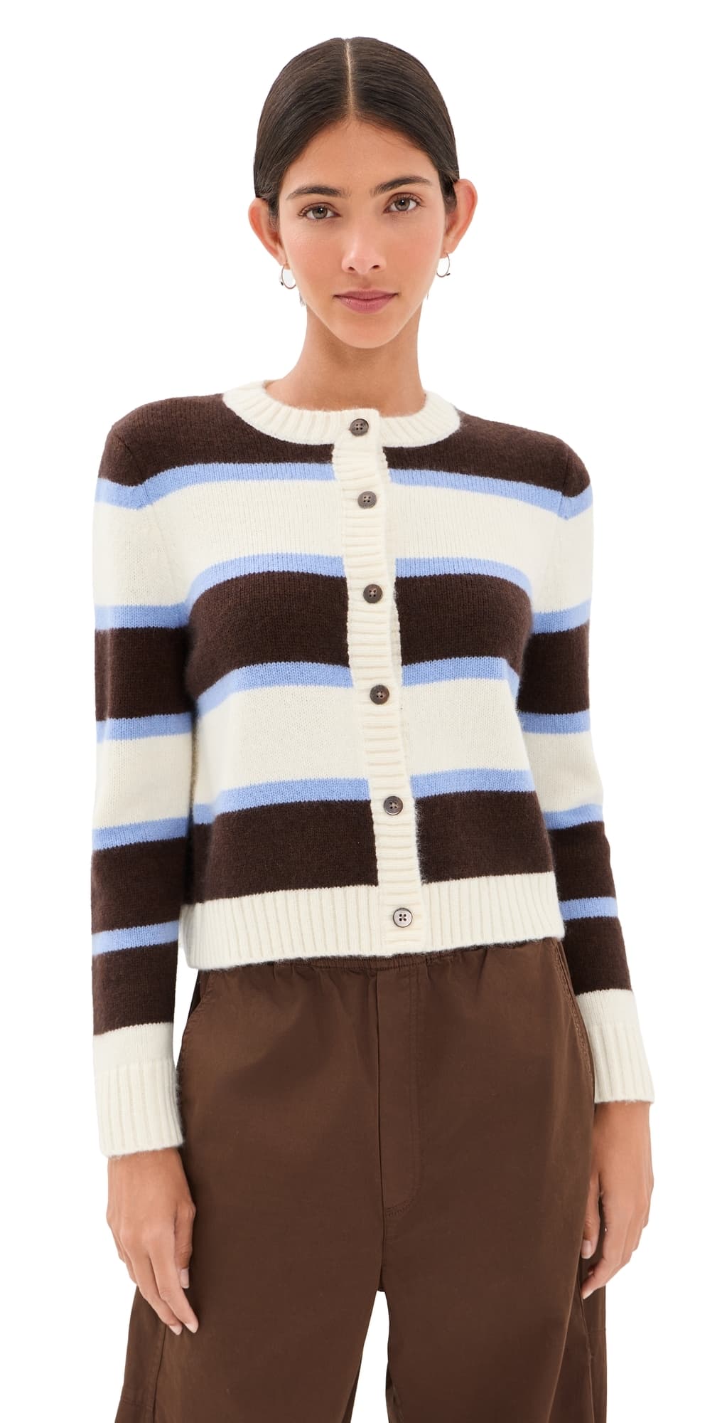 Rosie Assoulin Striped Cardigan Brown/Cream