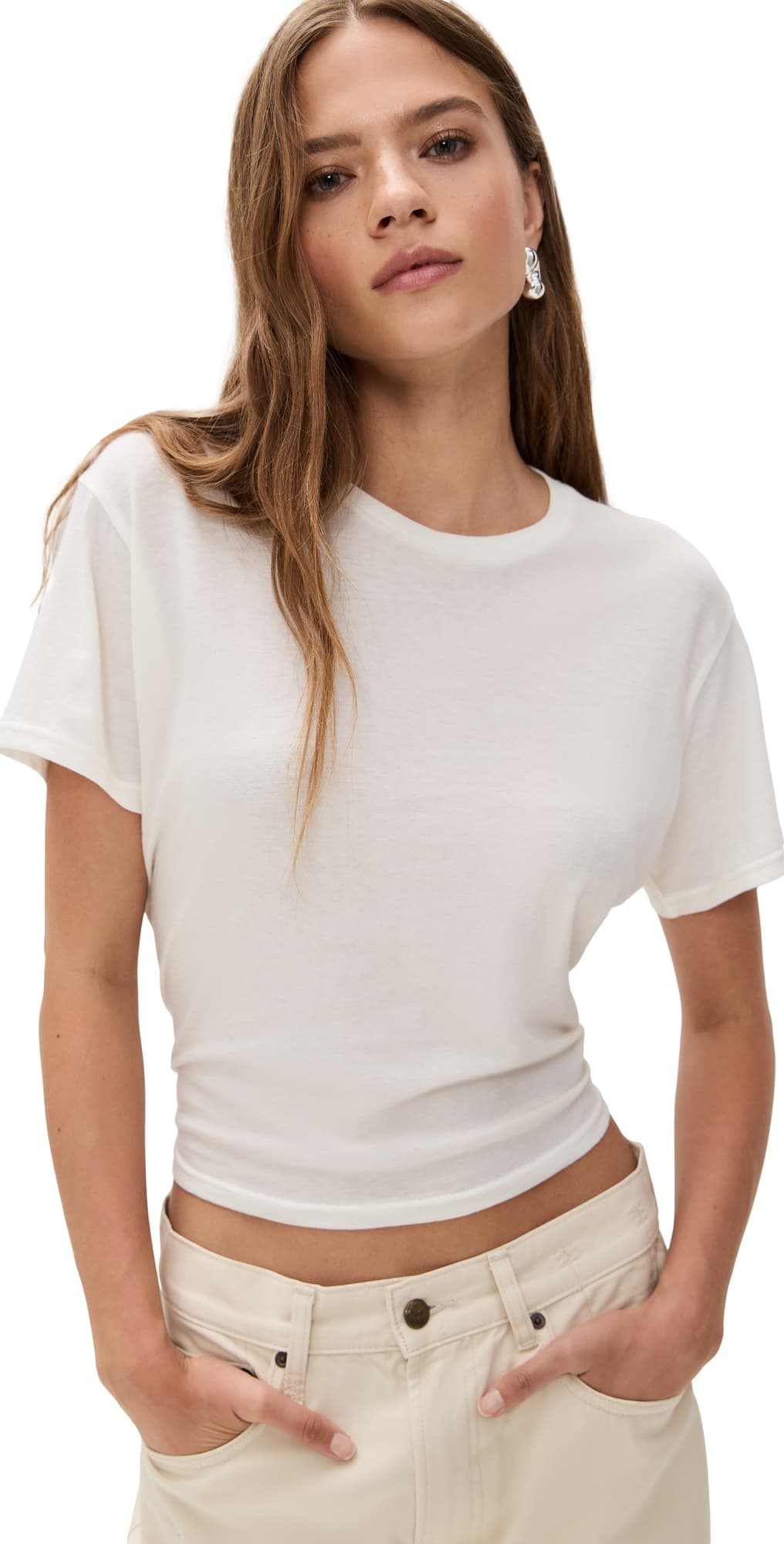 R13 Tight Waist Tee Ecru
