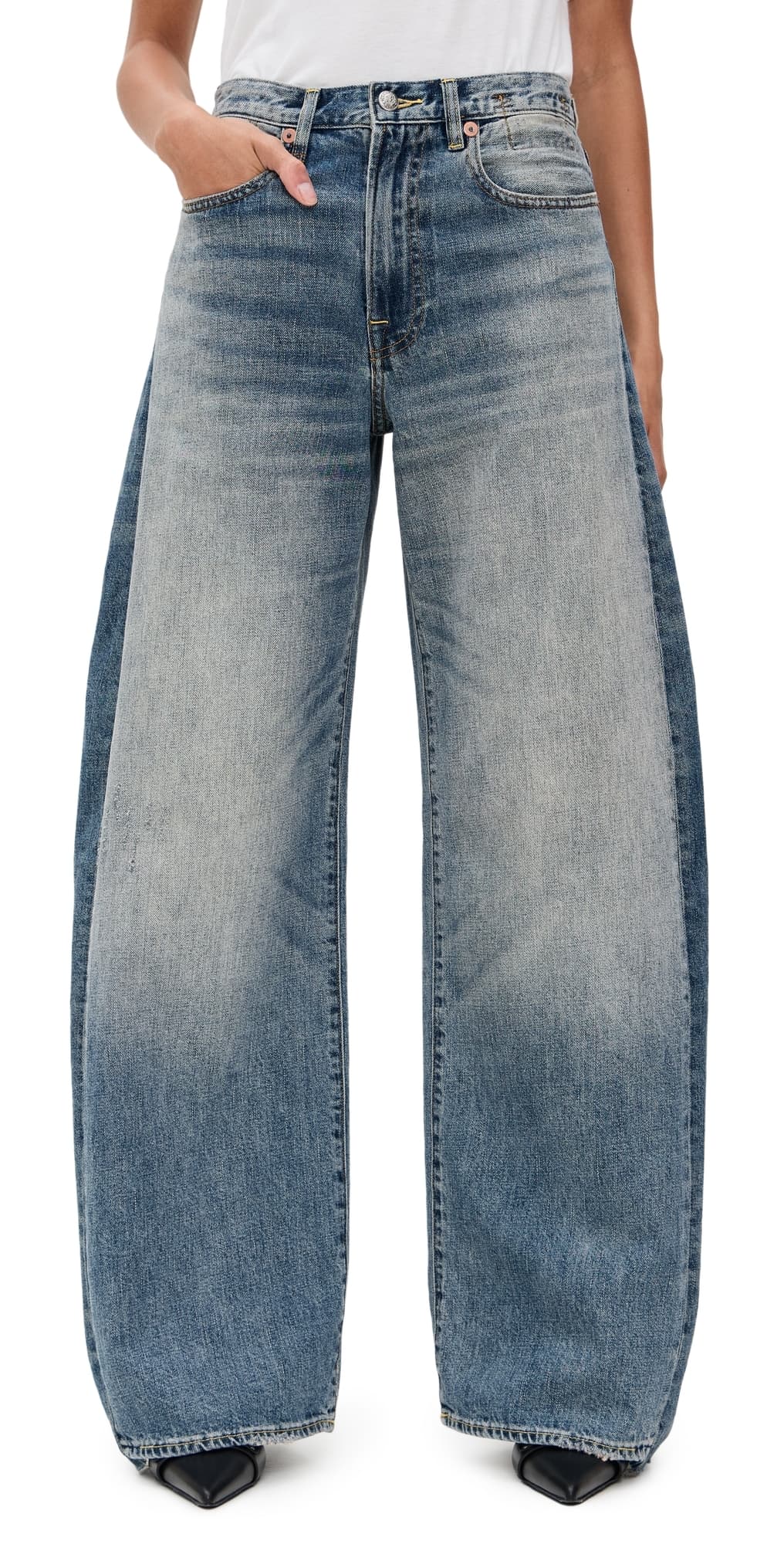 R13 Insert D'Arcy Loose Jeans Vintage Indigo Colorblock