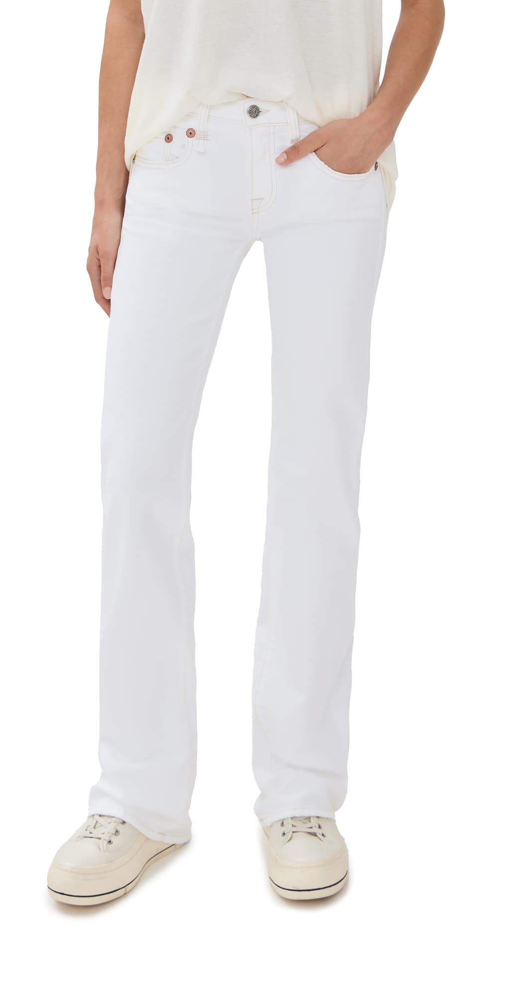 R13 Boy Flare Jeans Aerin White Stretch