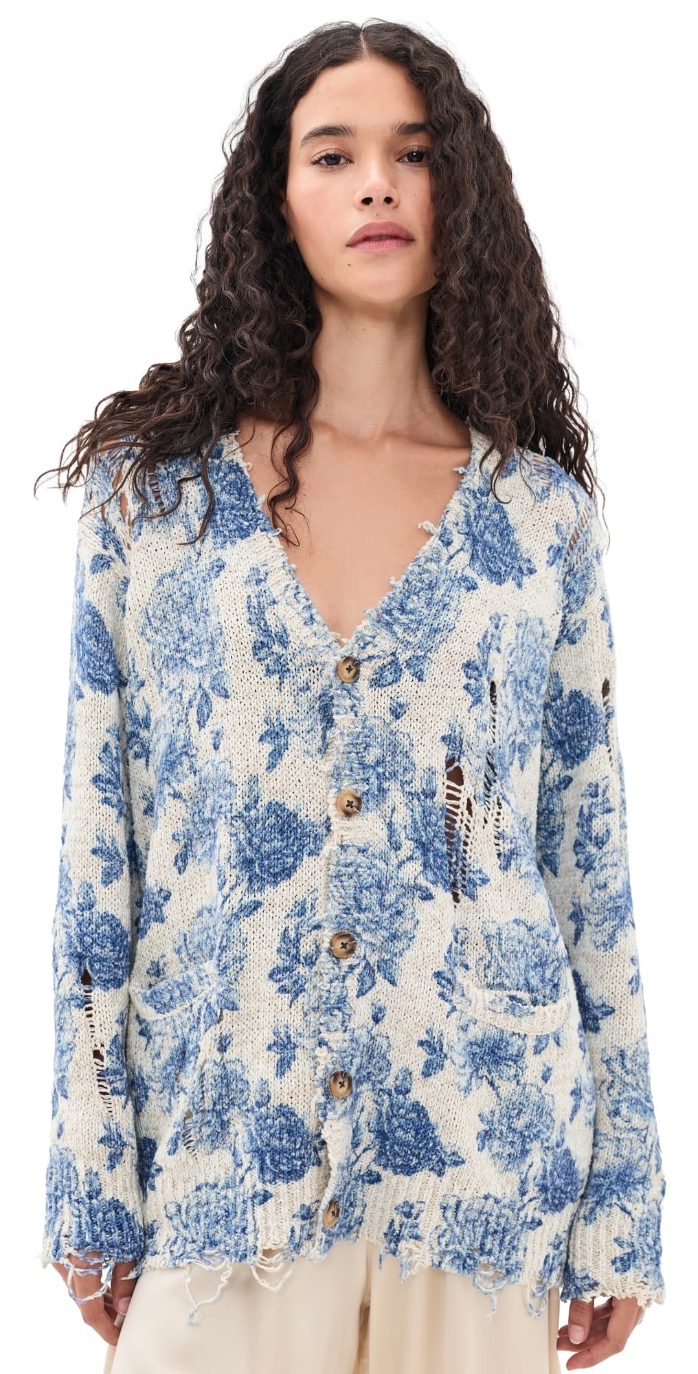 R13 Boyfriend Cardigan Blue Floral