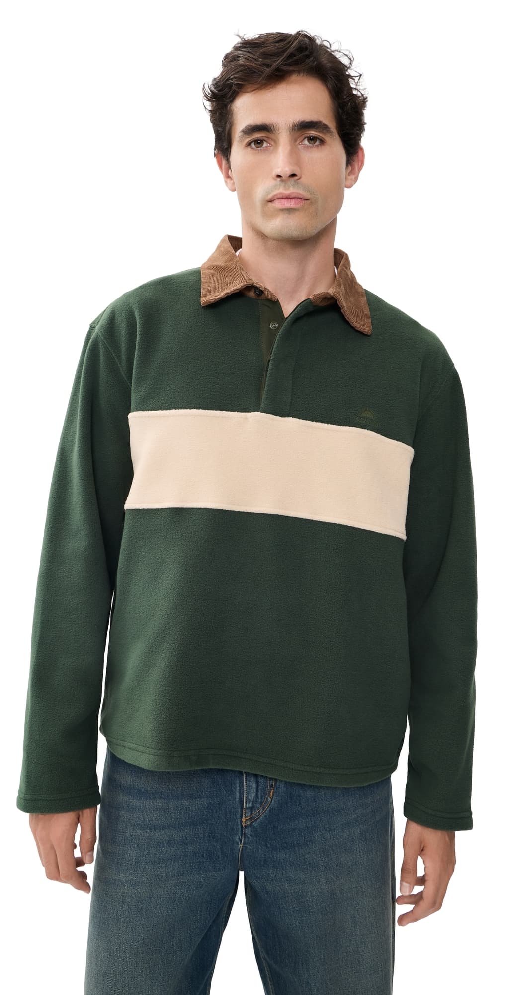 Rhythm Awake Polar Fleece Polo Forest Green